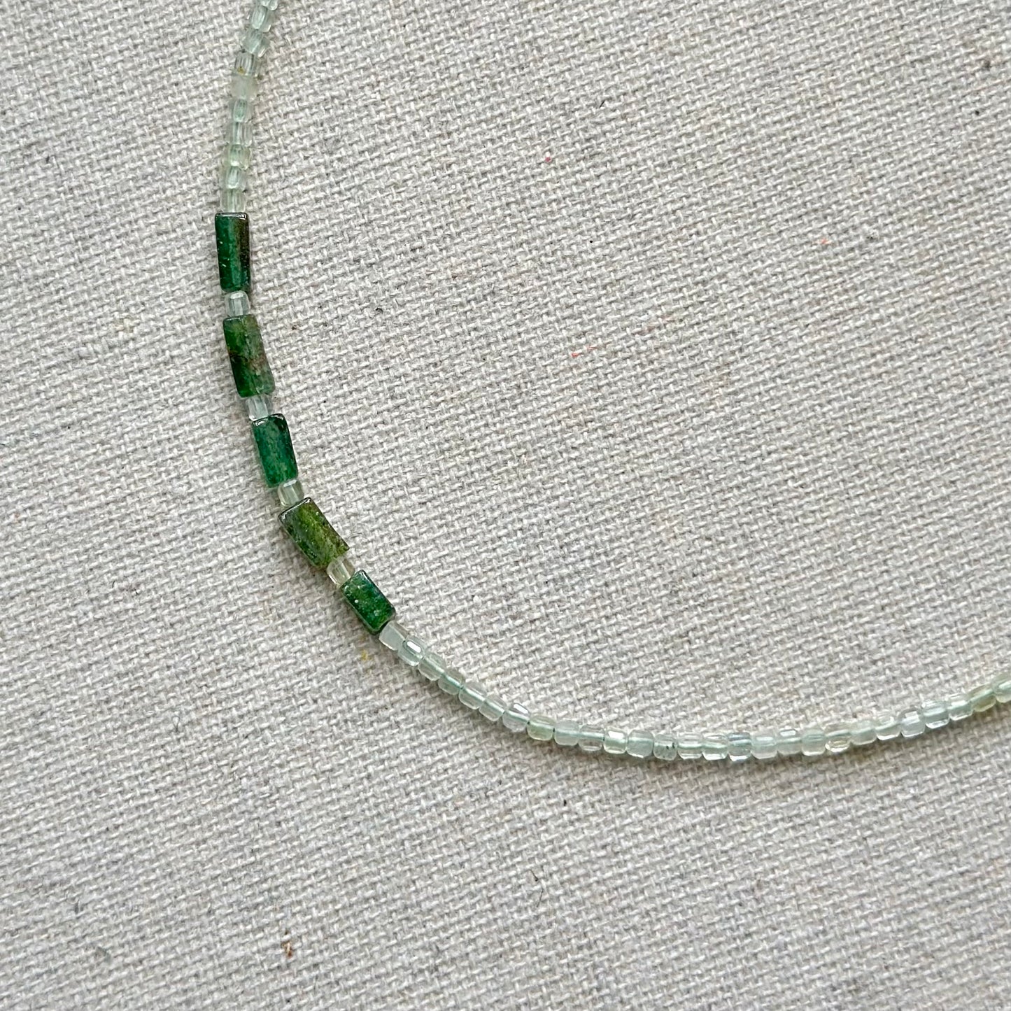 Prehnite And Green Onyx Asymmetric Beaded Necklace