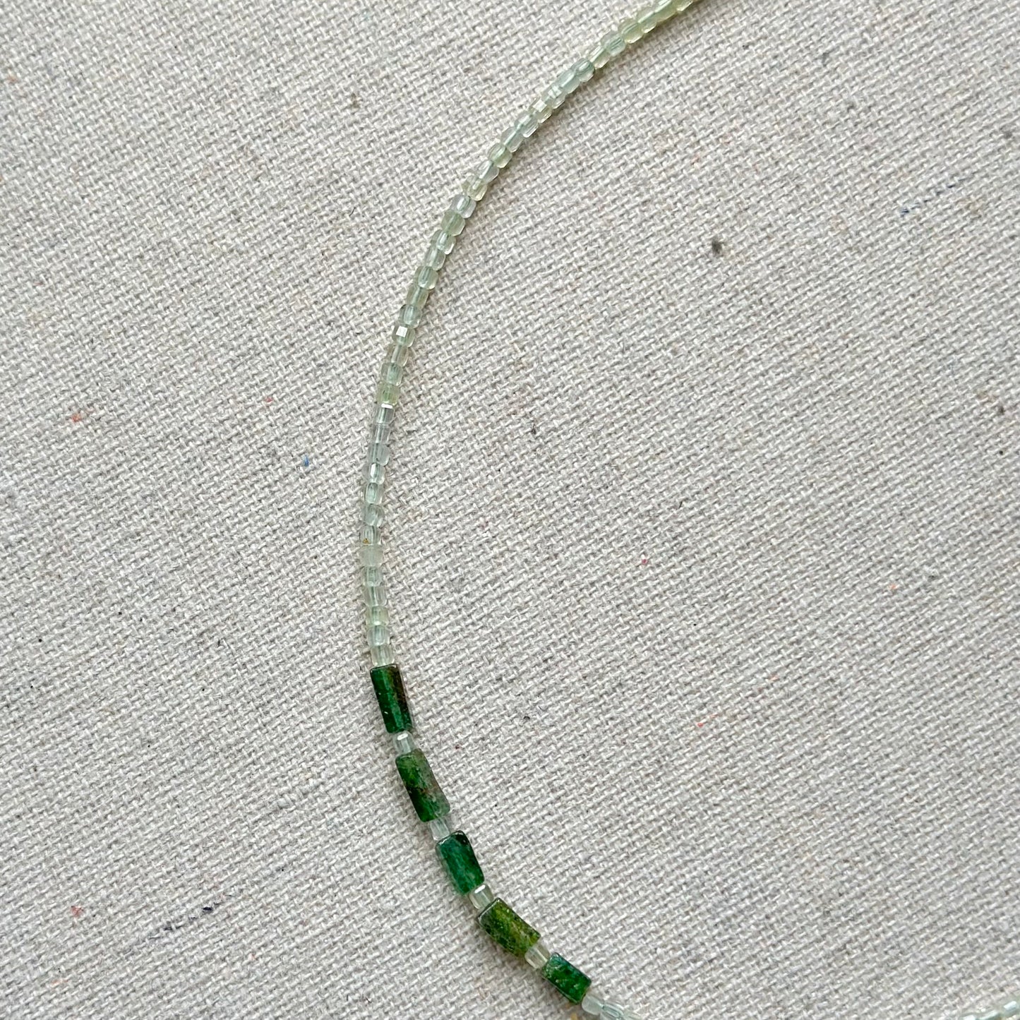 Prehnite And Green Onyx Asymmetric Beaded Necklace