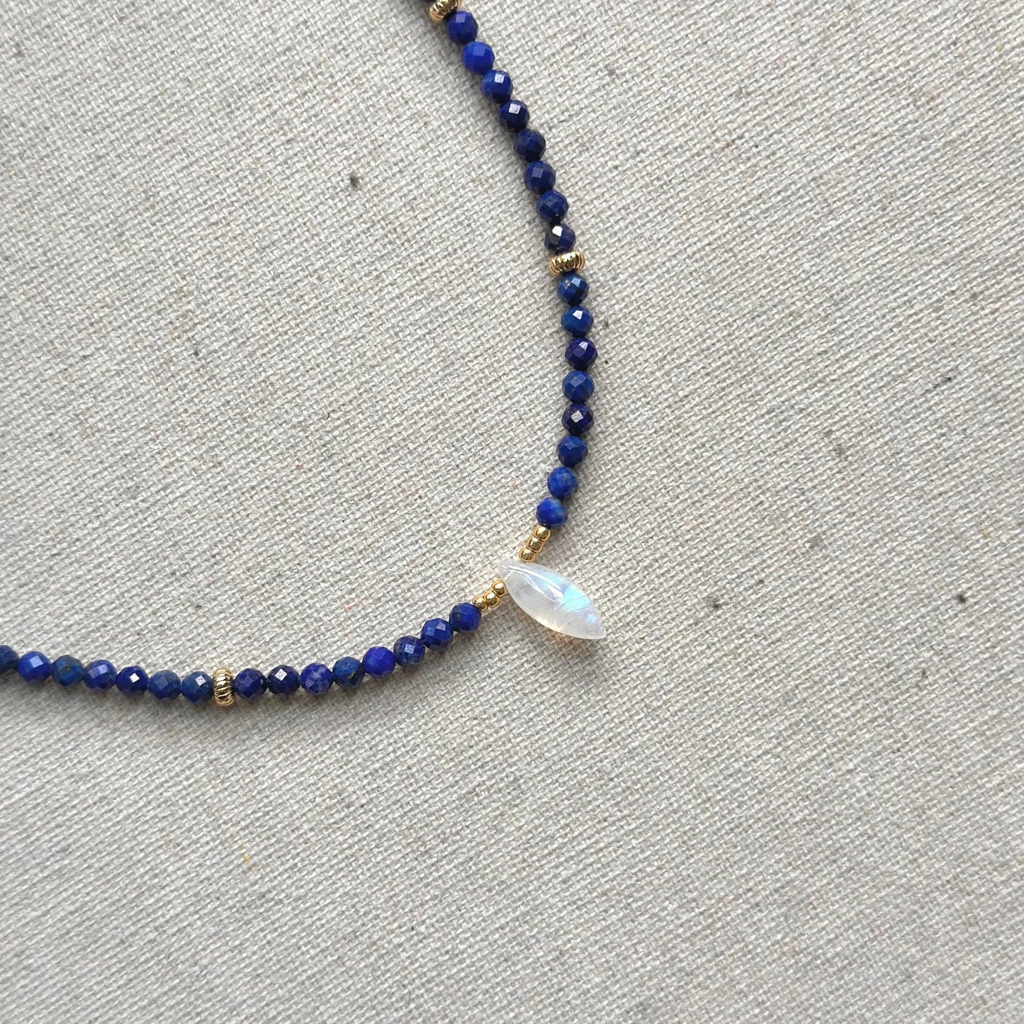 Lapis And Moonstone Beaded Necklace