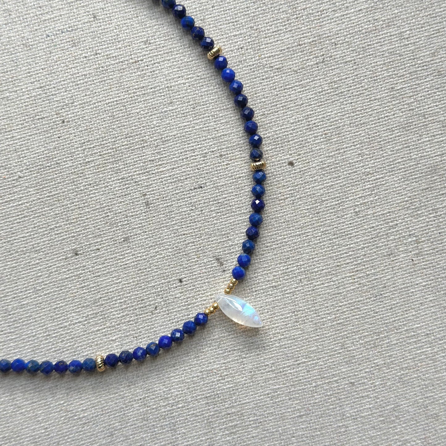 Lapis And Moonstone Beaded Necklace