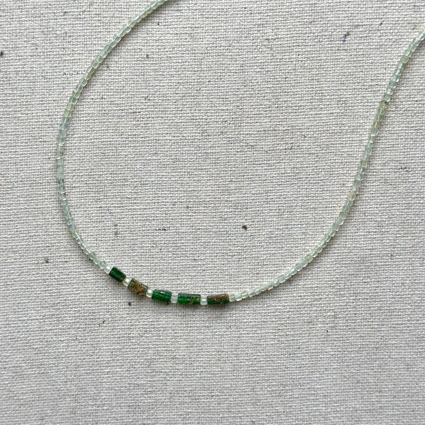 Prehnite And Green Onyx Asymmetric Beaded Necklace