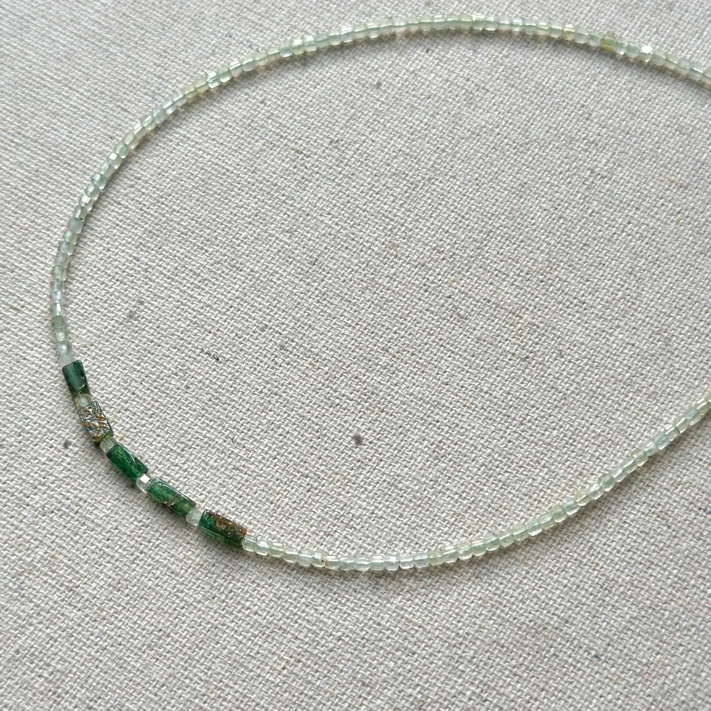 Prehnite And Green Onyx Asymmetric Beaded Necklace