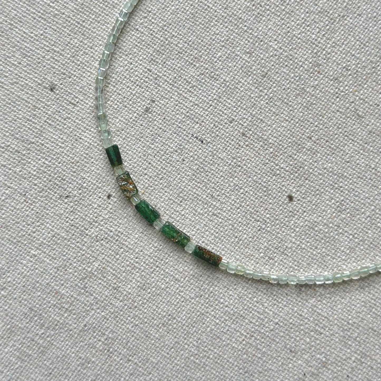 Prehnite And Green Onyx Asymmetric Beaded Necklace