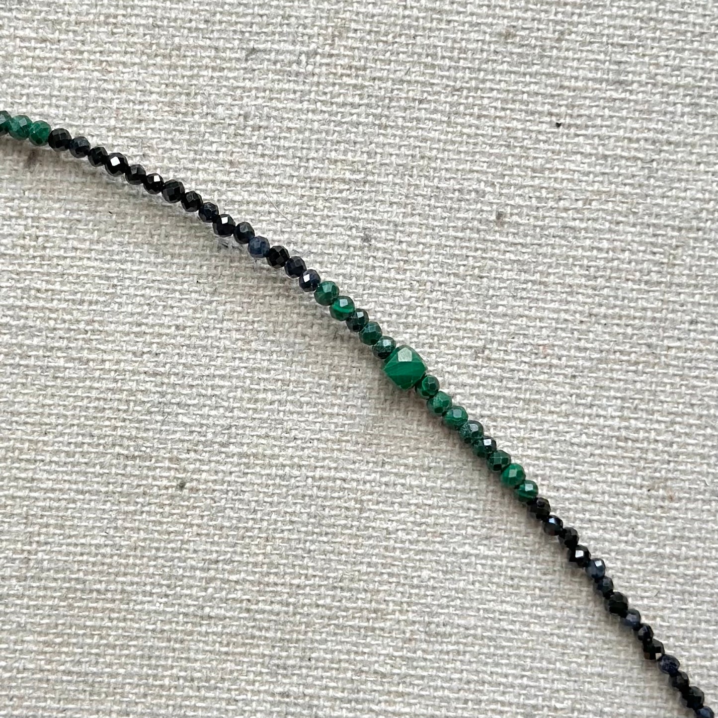 Malachite Mixed Blue Sapphire And Black Spinel Beaded Necklace