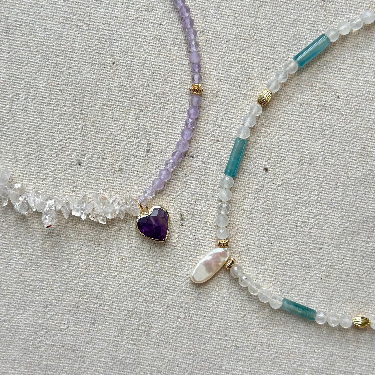 Moonstone And Apatite Mixed Freshwater Pearl Beaded Necklace
