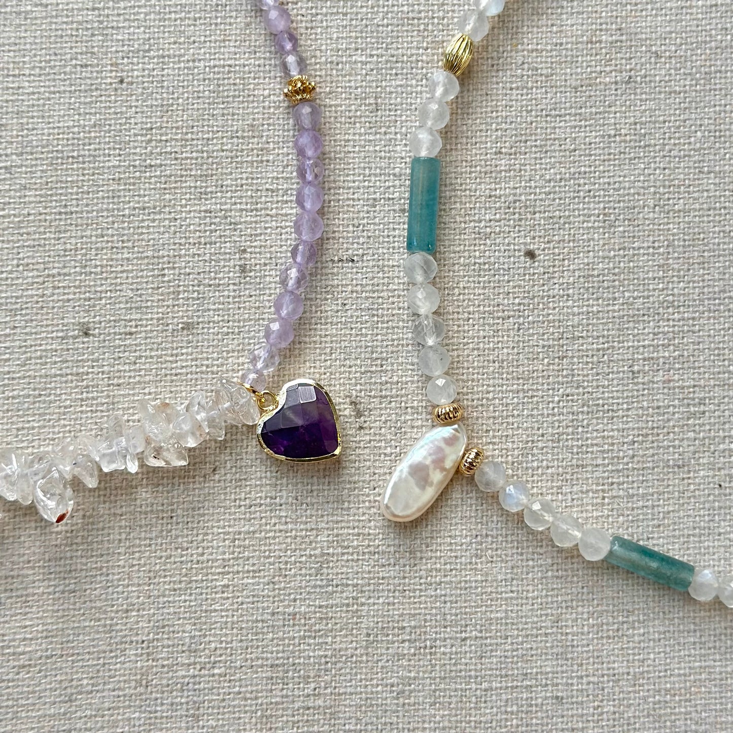 Moonstone And Apatite Mixed Freshwater Pearl Beaded Necklace