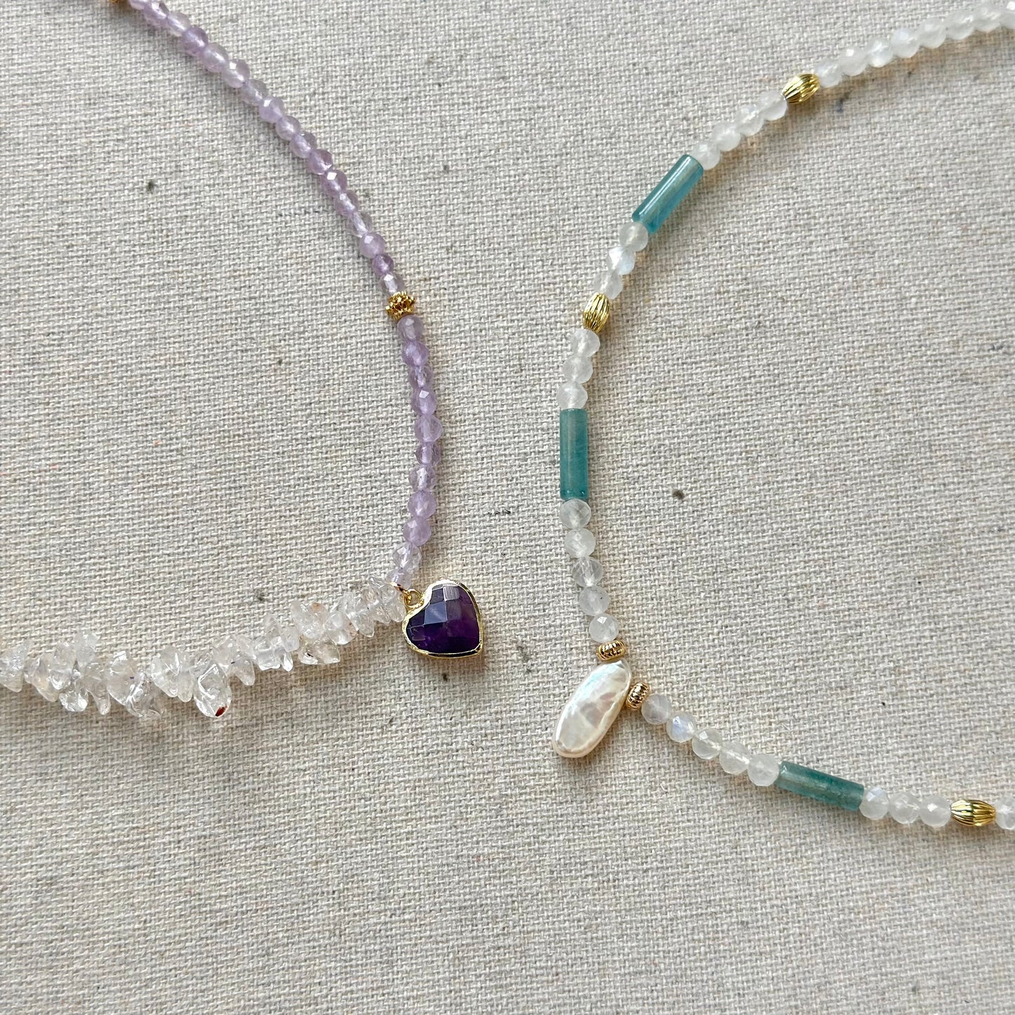 Moonstone And Apatite Mixed Freshwater Pearl Beaded Necklace