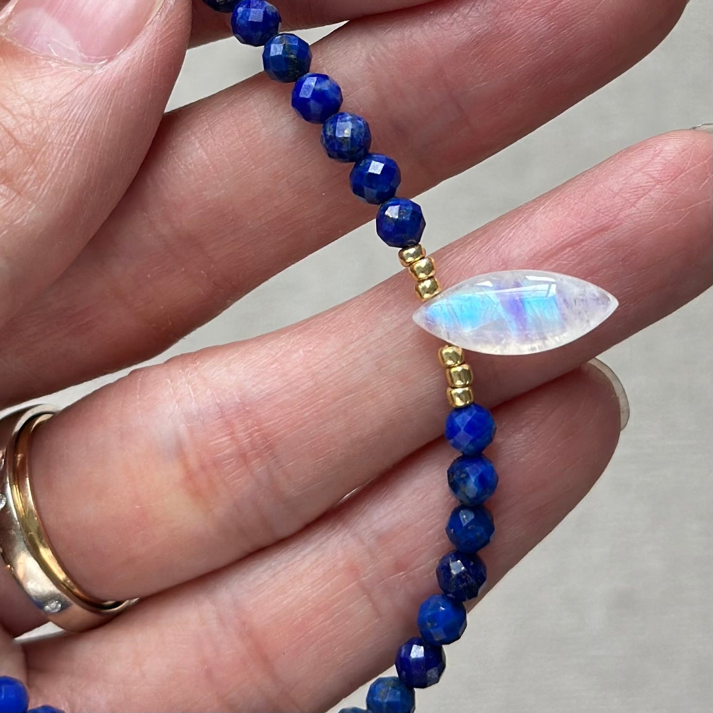 Lapis And Moonstone Beaded Necklace