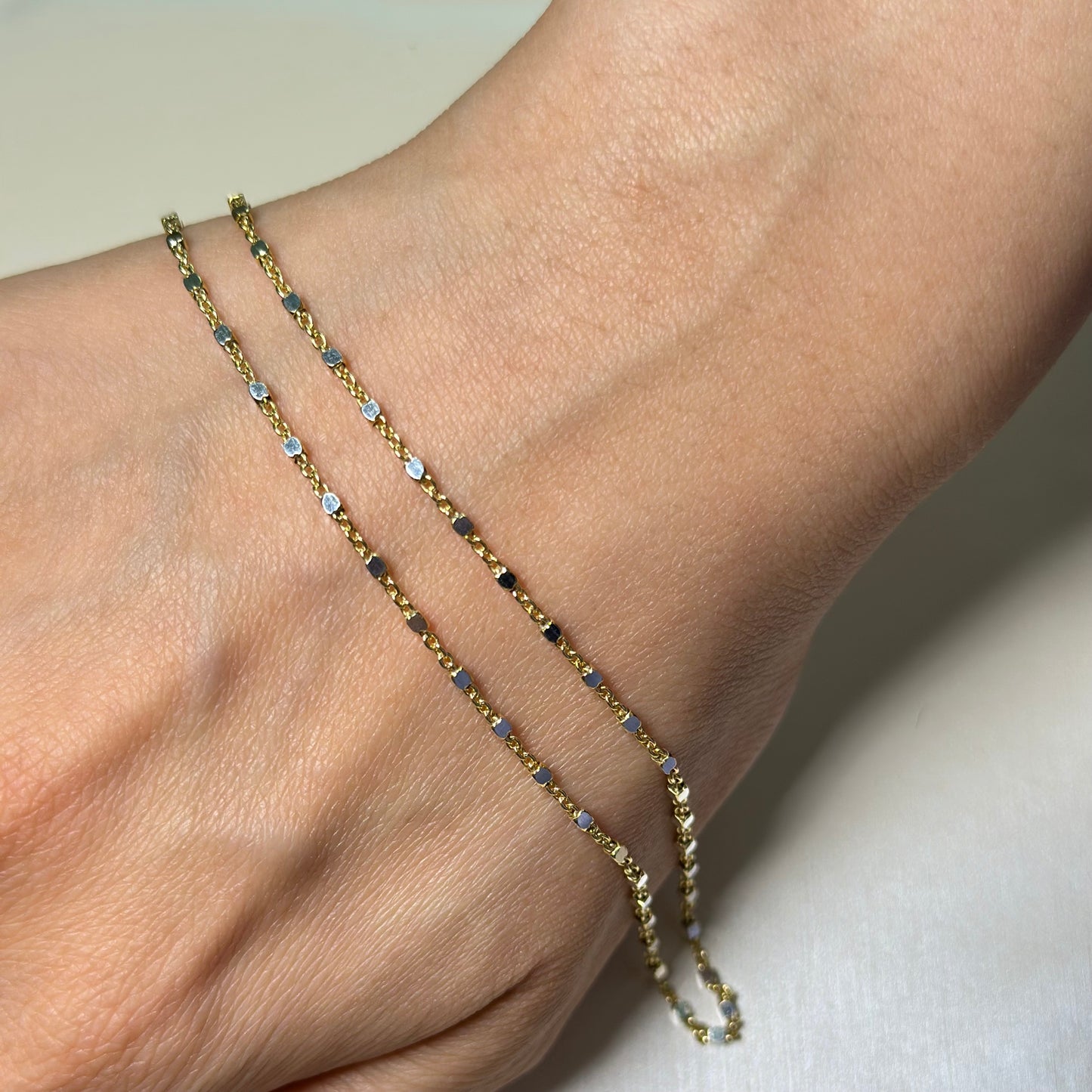 Gold-plated Dotty Mixed Chain Italian Sterling Silver Choker Necklace