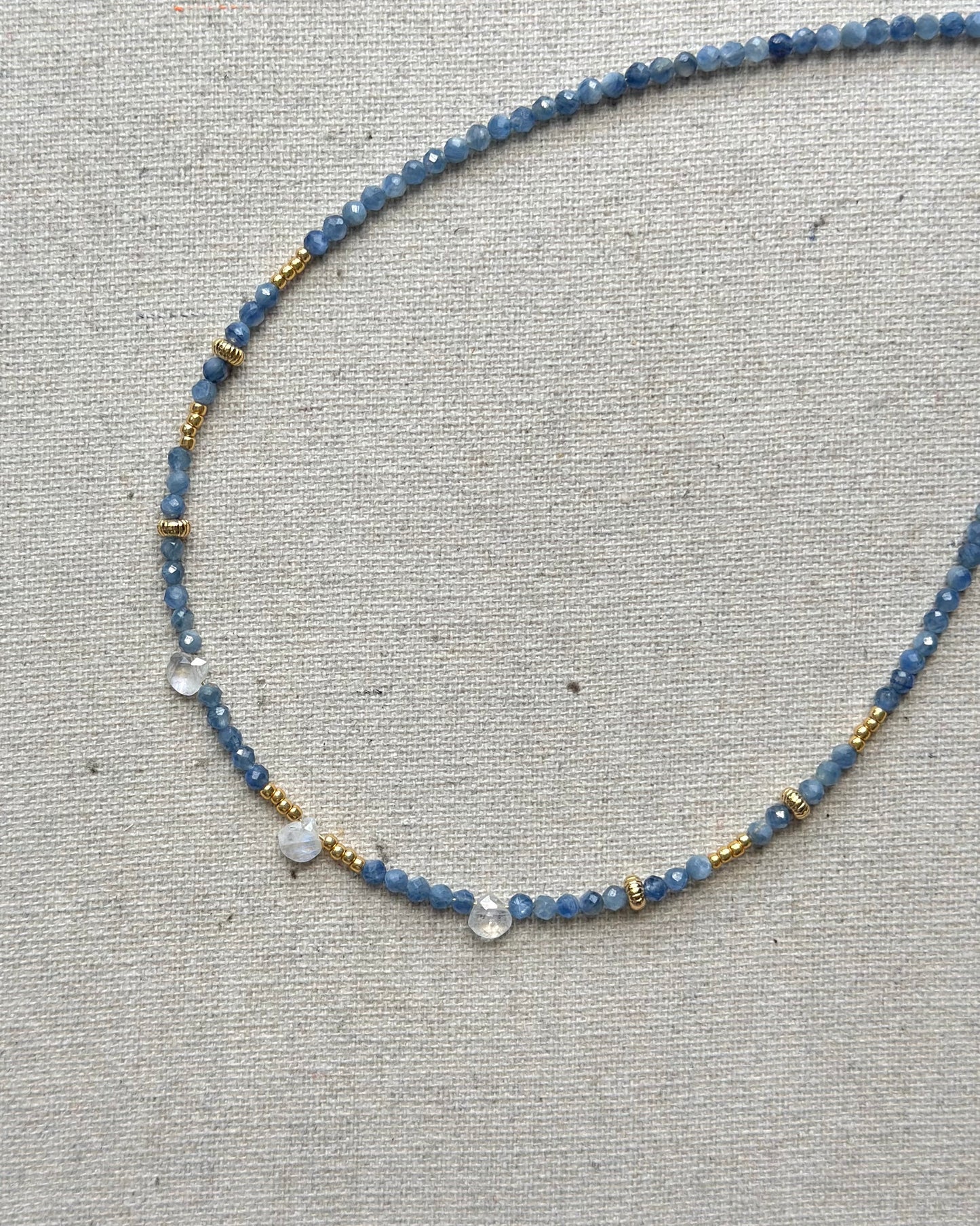 Kyanite And Moonstone Beaded Necklace