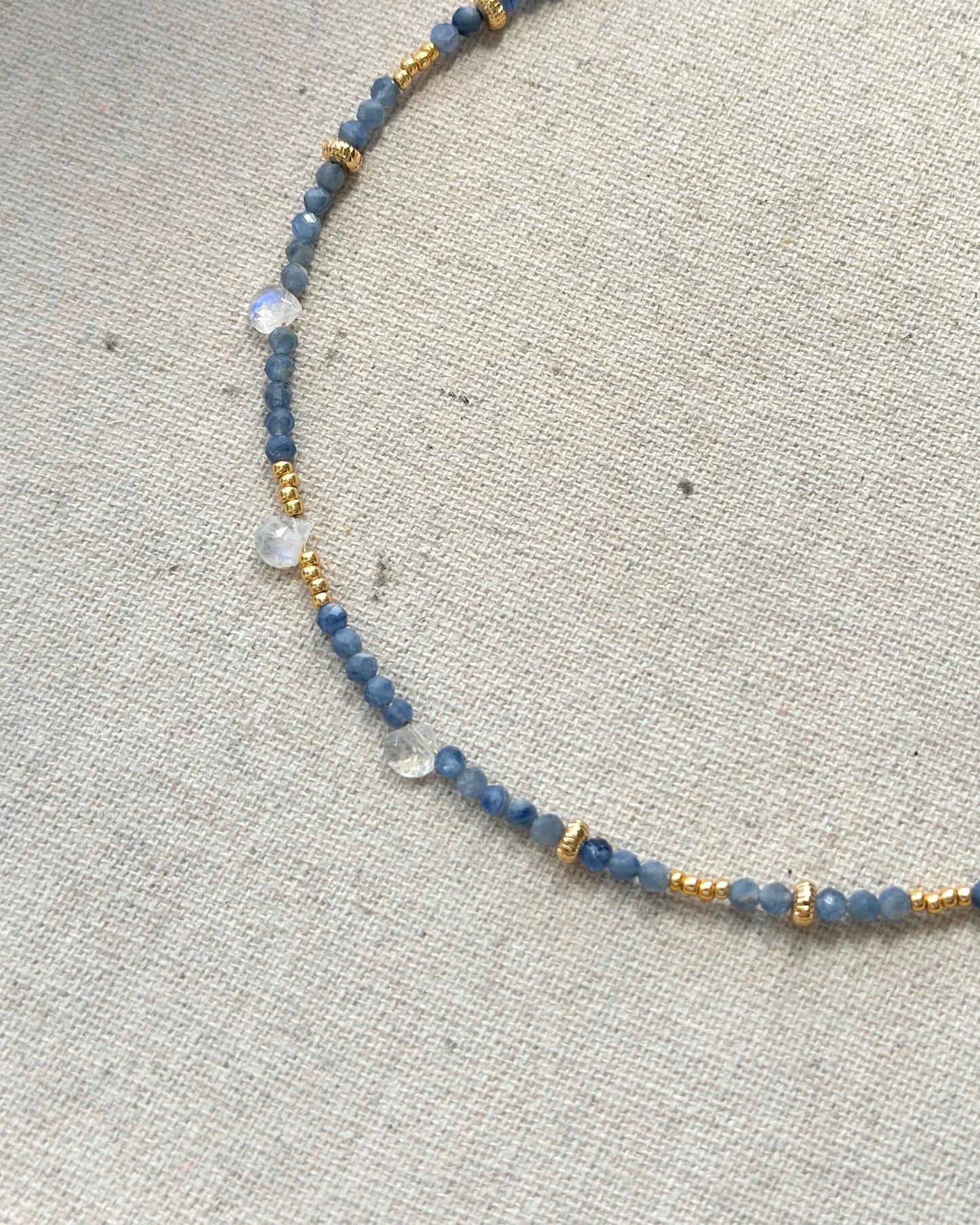 Kyanite And Moonstone Beaded Necklace