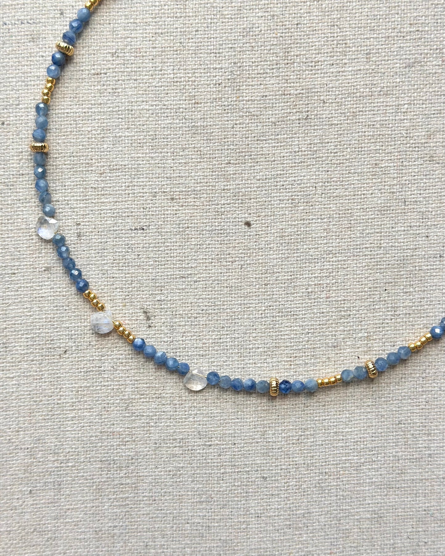 Kyanite And Moonstone Beaded Necklace