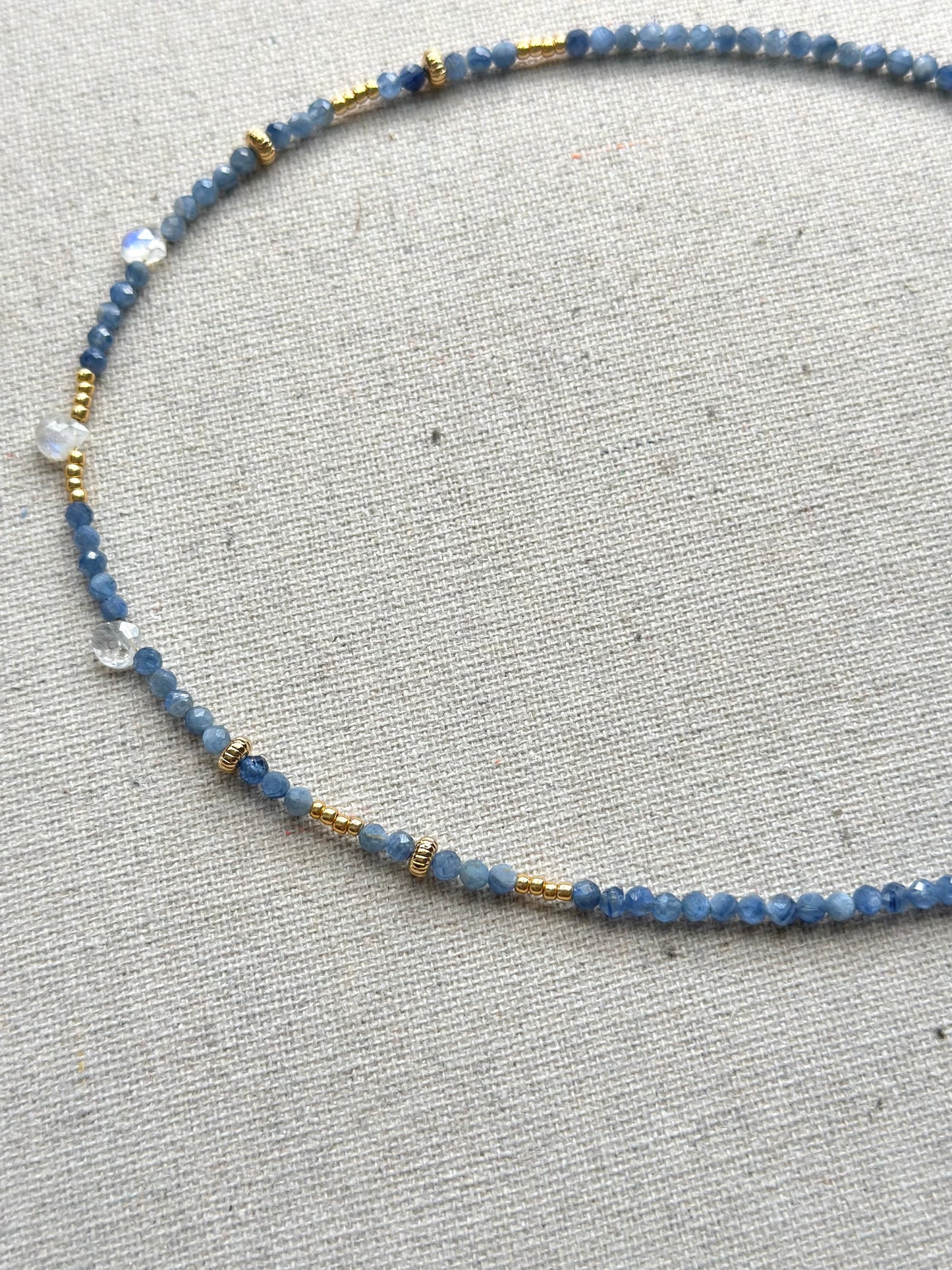 Kyanite And Moonstone Beaded Necklace