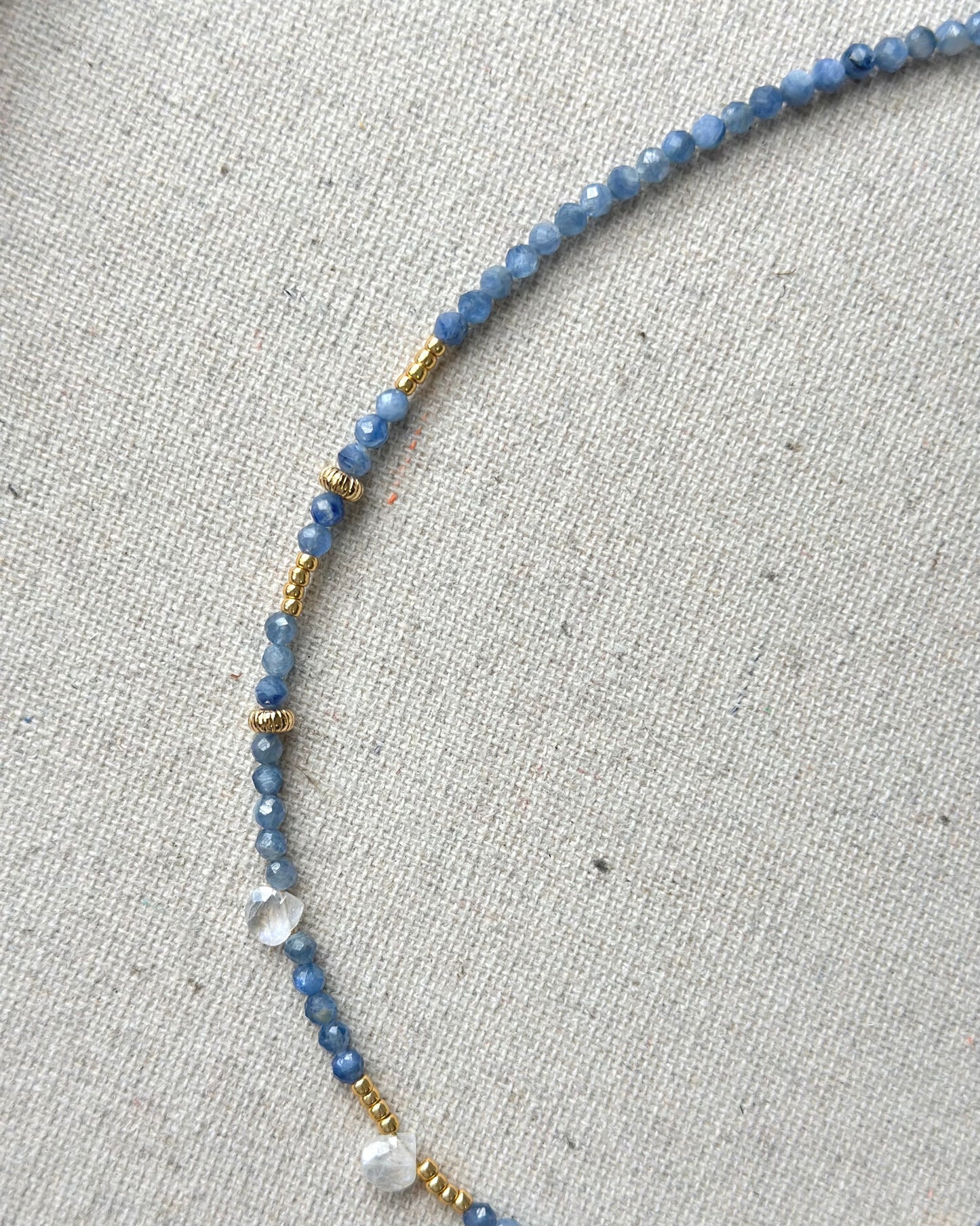 Kyanite And Moonstone Beaded Necklace