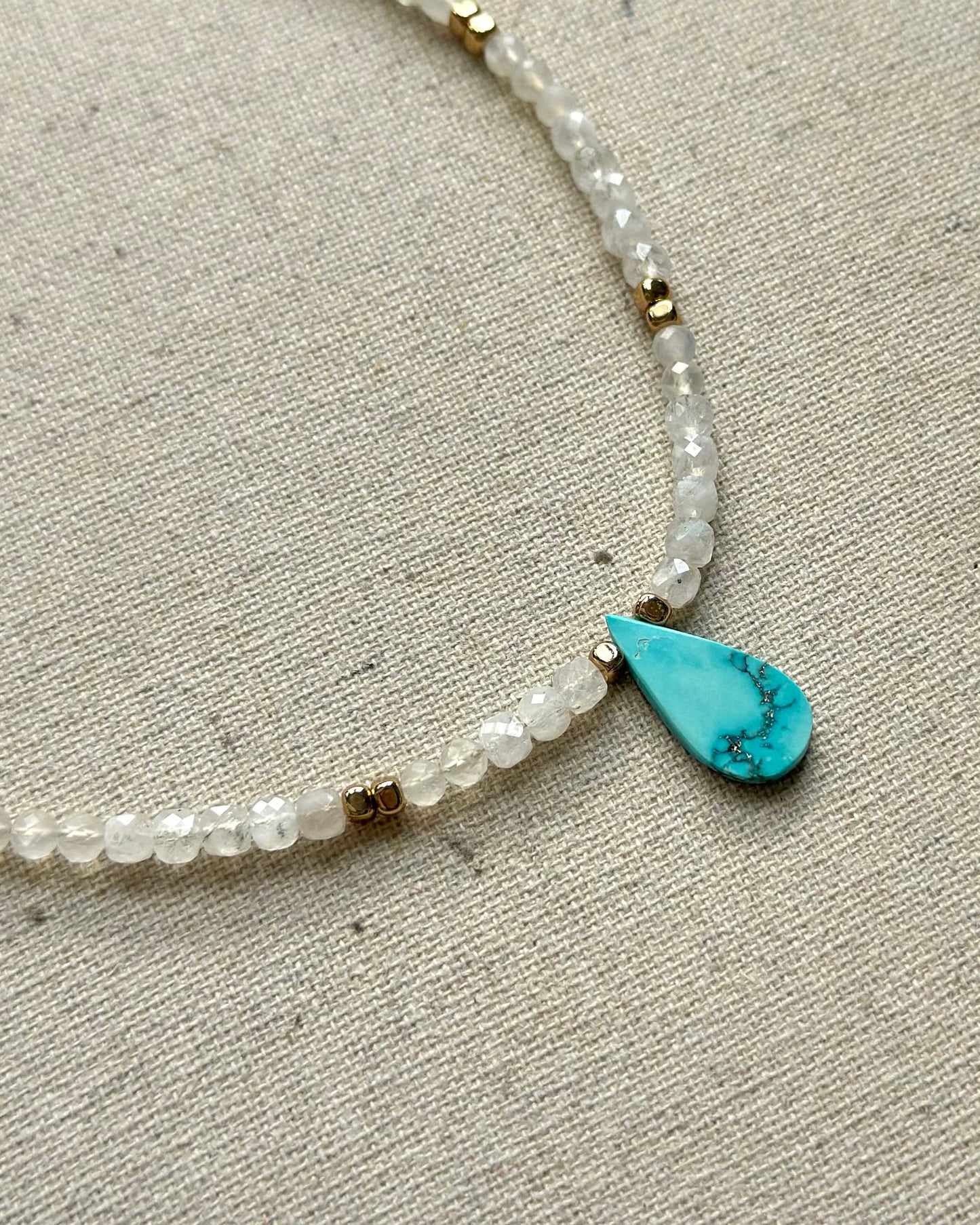 Moonstone Beaded And Turquoise Necklace