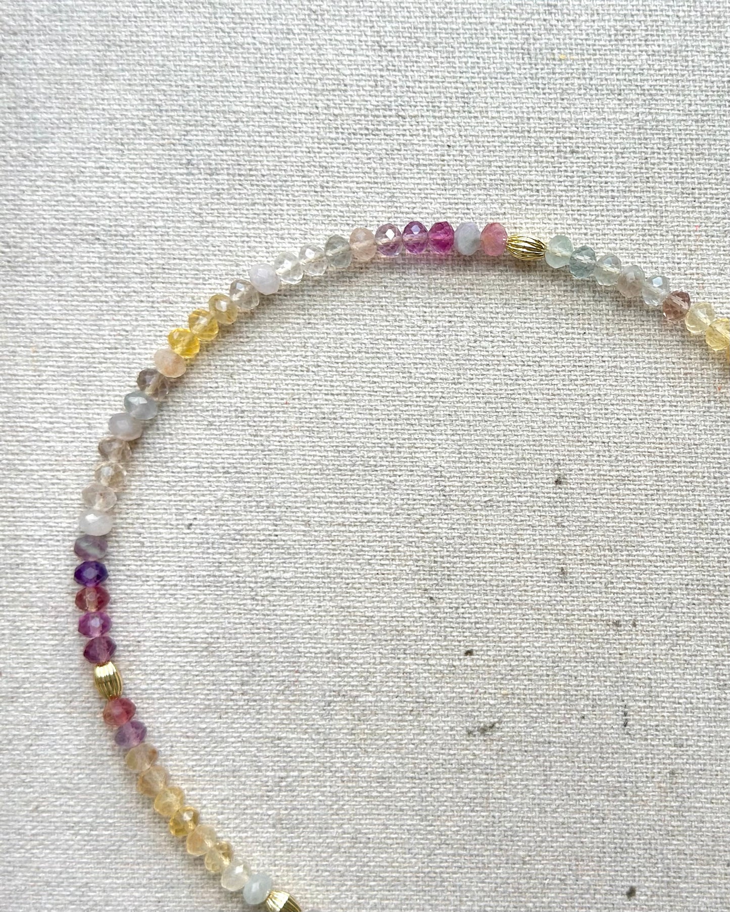 Multi-way Rainbow Fluorite Beaded Hoop Toggle Necklace