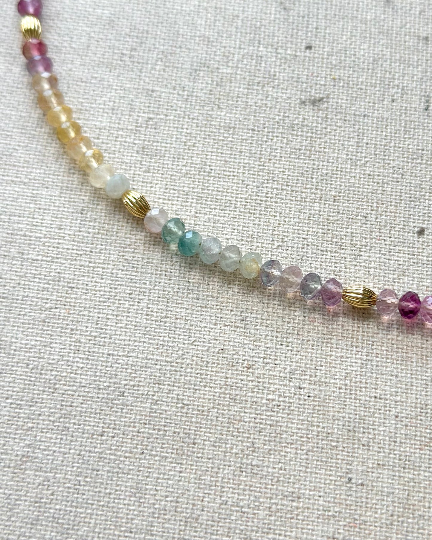 Multi-way Rainbow Fluorite Beaded Hoop Toggle Necklace
