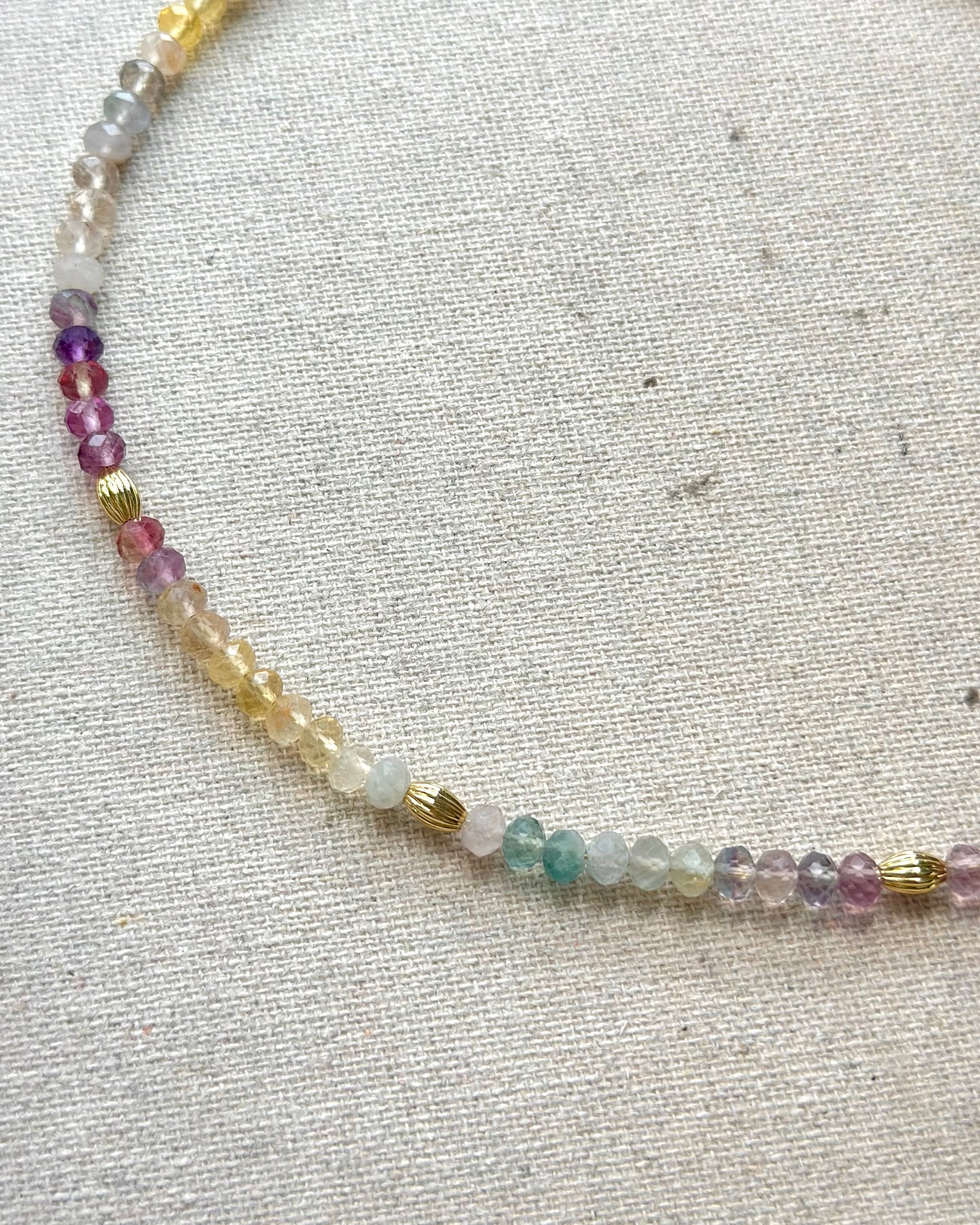 Multi-way Rainbow Fluorite Beaded Hoop Toggle Necklace