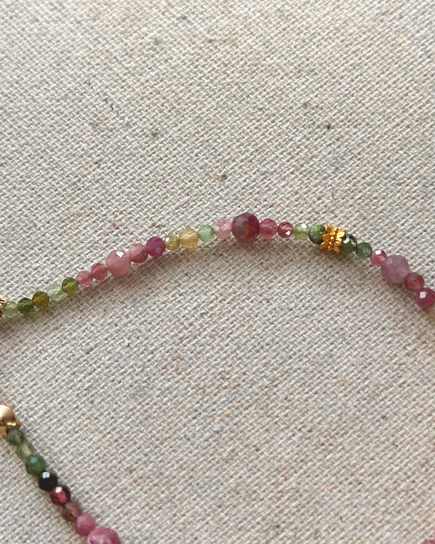 Tourmaline Mixed And Rose Quartz Heart Beaded Bracelet