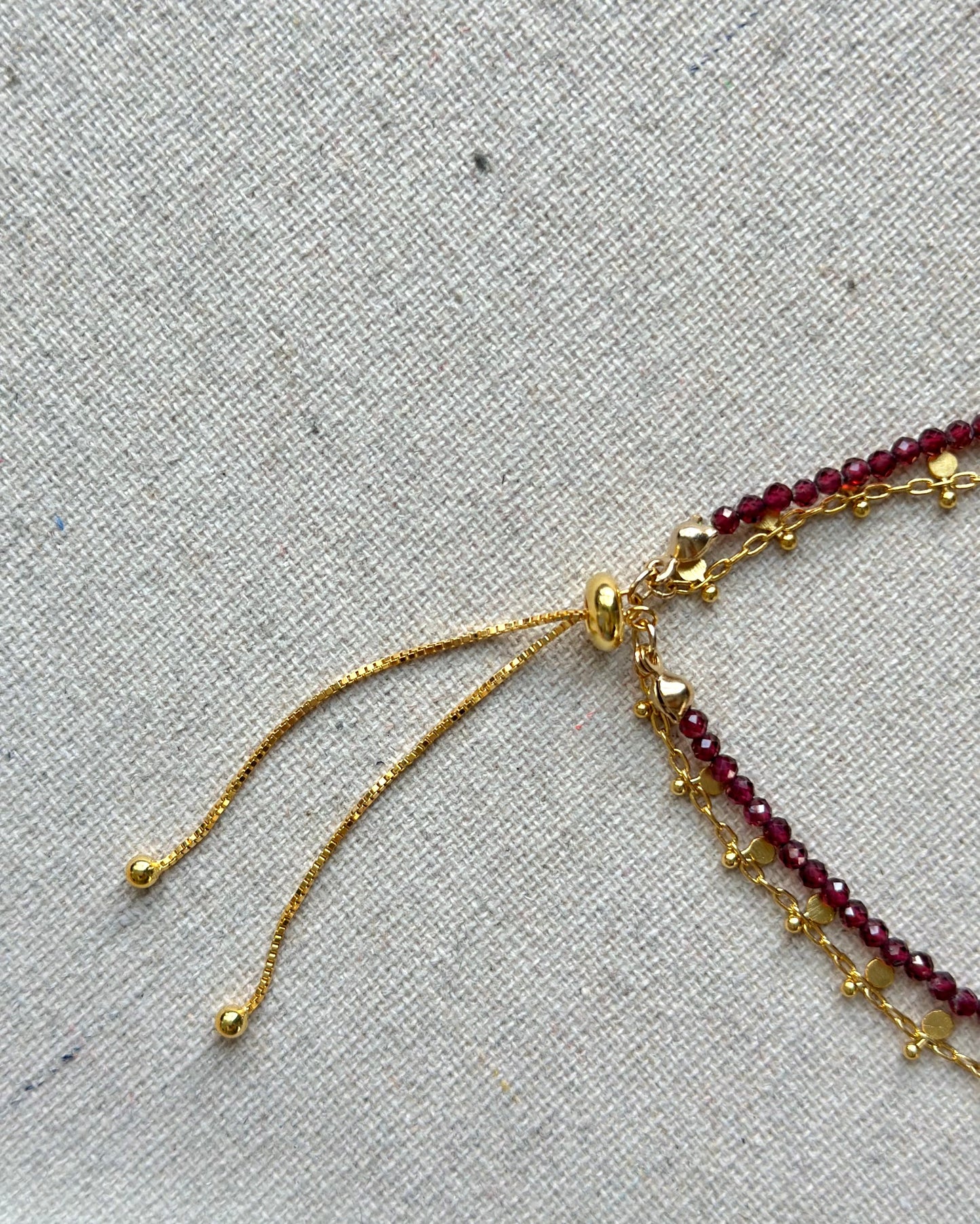 Garnet And Peridot Beaded Double Layer Bracelet