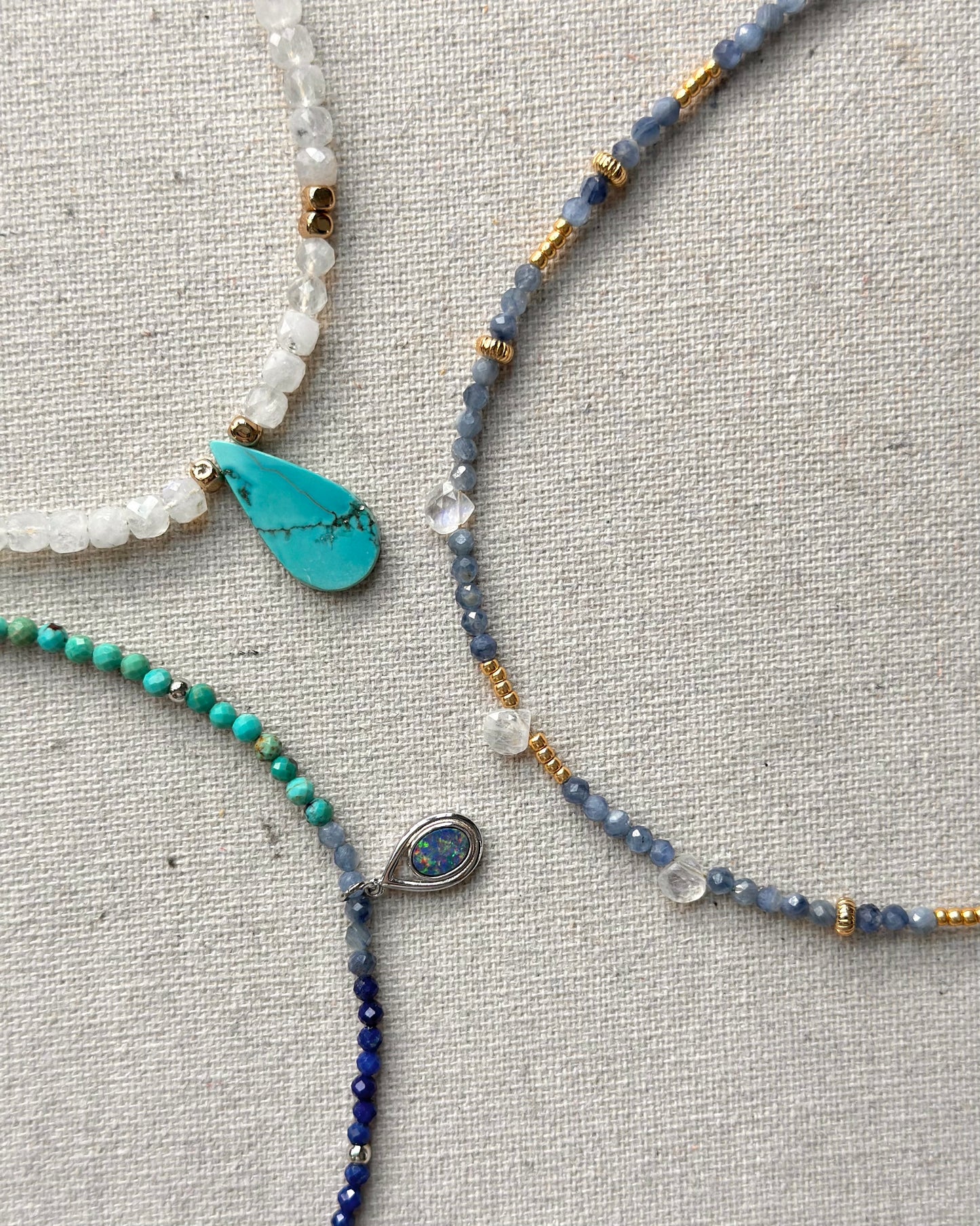 Australian Opal Mix Turquoise And Lapis Beaded Necklace