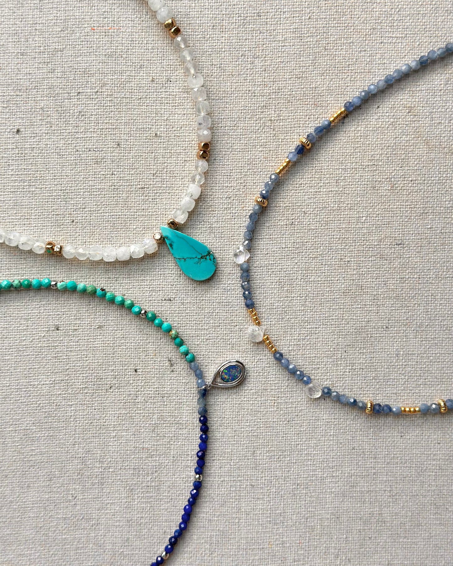 Australian Opal Mix Turquoise And Lapis Beaded Necklace