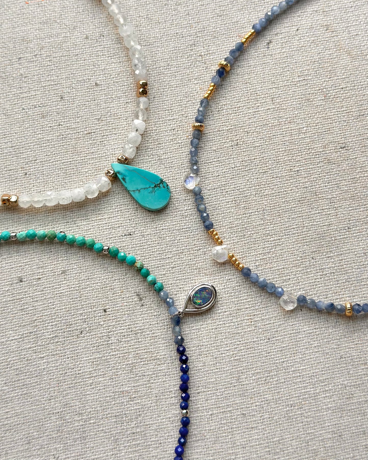 Australian Opal Mix Turquoise And Lapis Beaded Necklace