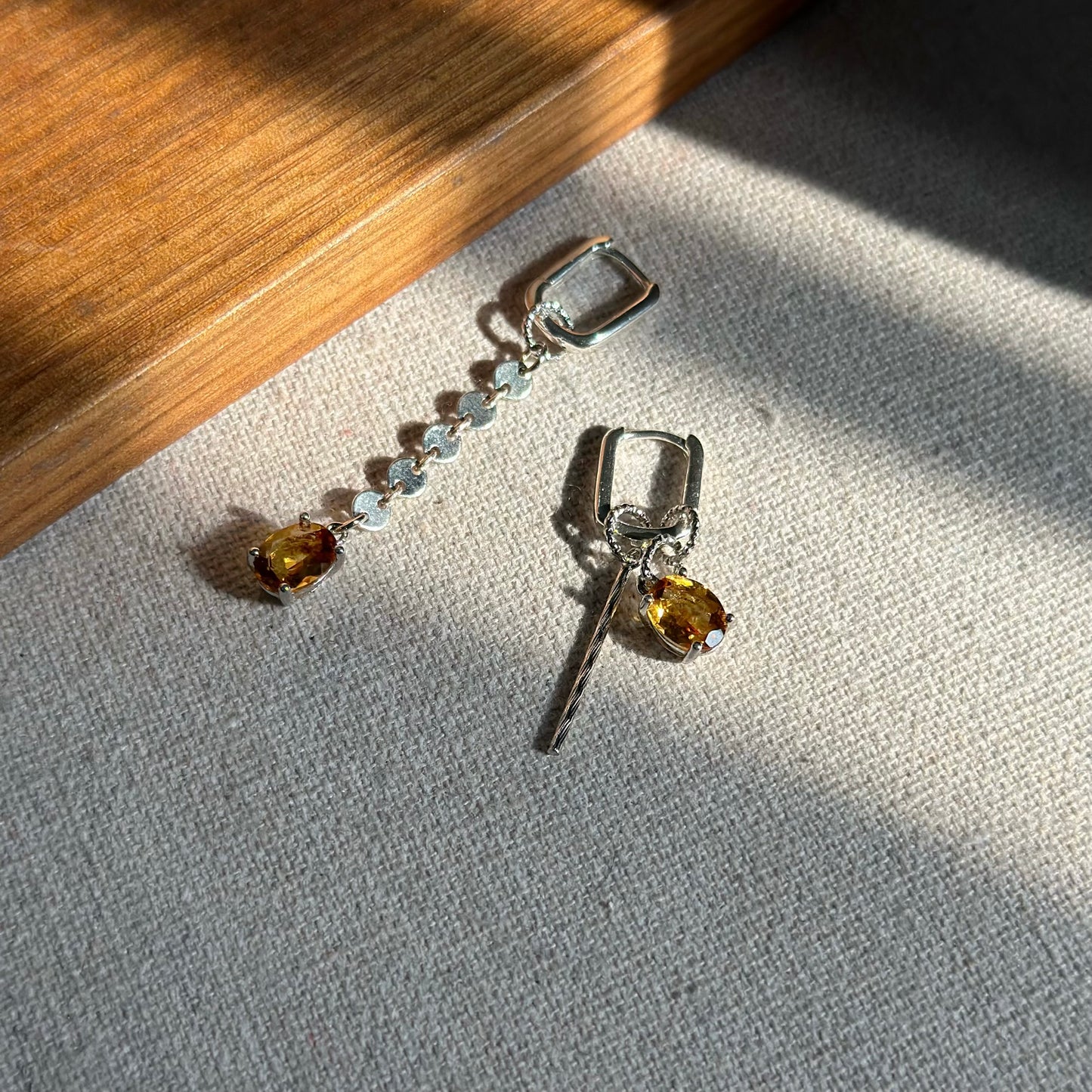Citrine Two-way Sterling Silver Ear Hoop