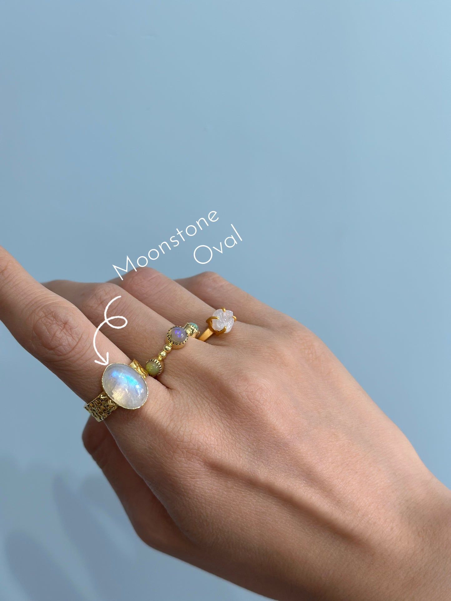 Moonstone Oval Gold-plated Brass Ring