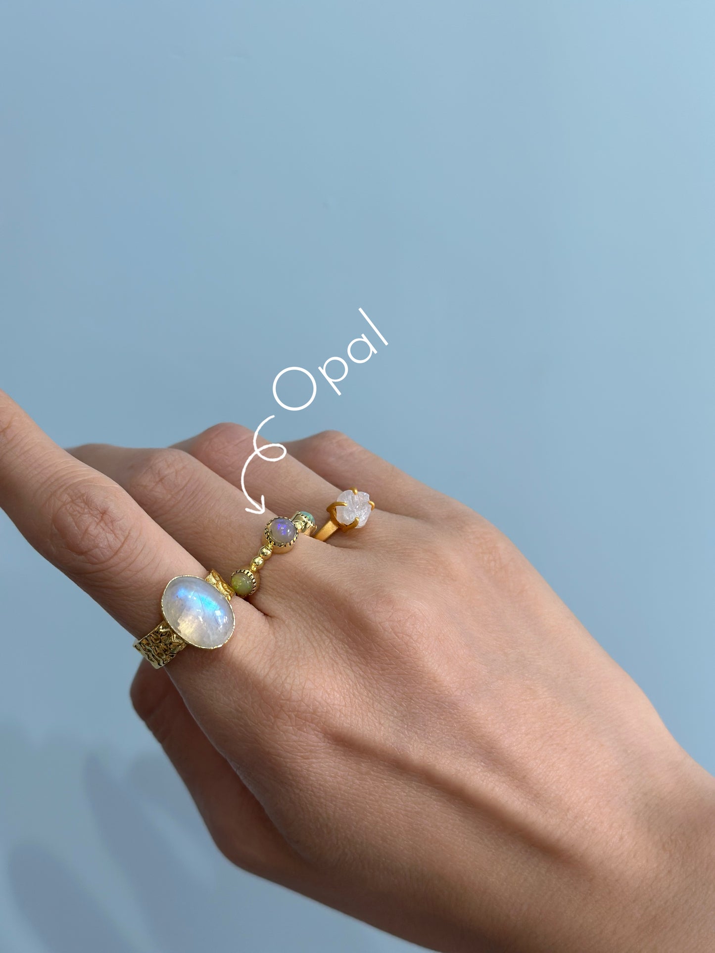 Opal Gold-plated Brass Adjustable Ring