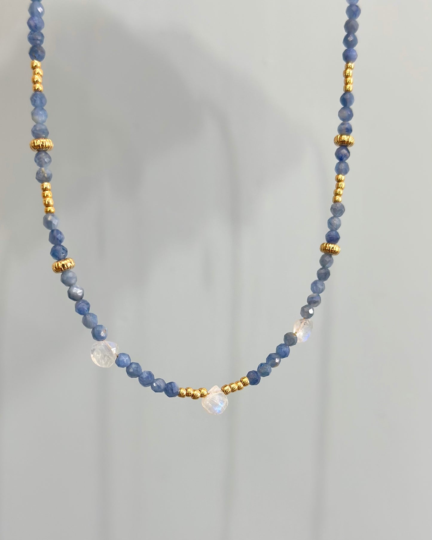 Kyanite And Moonstone Beaded Necklace