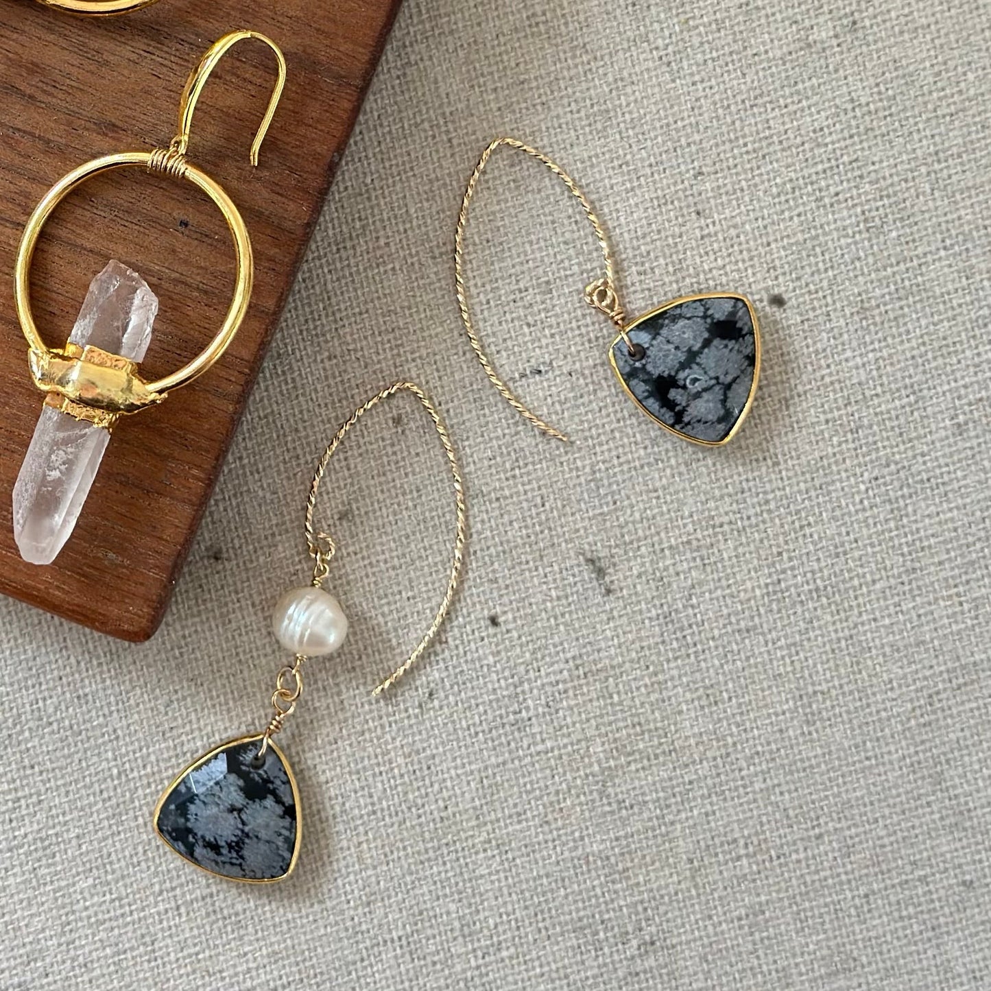 Jasper And Freshwater Pearl Gold-plated Earring