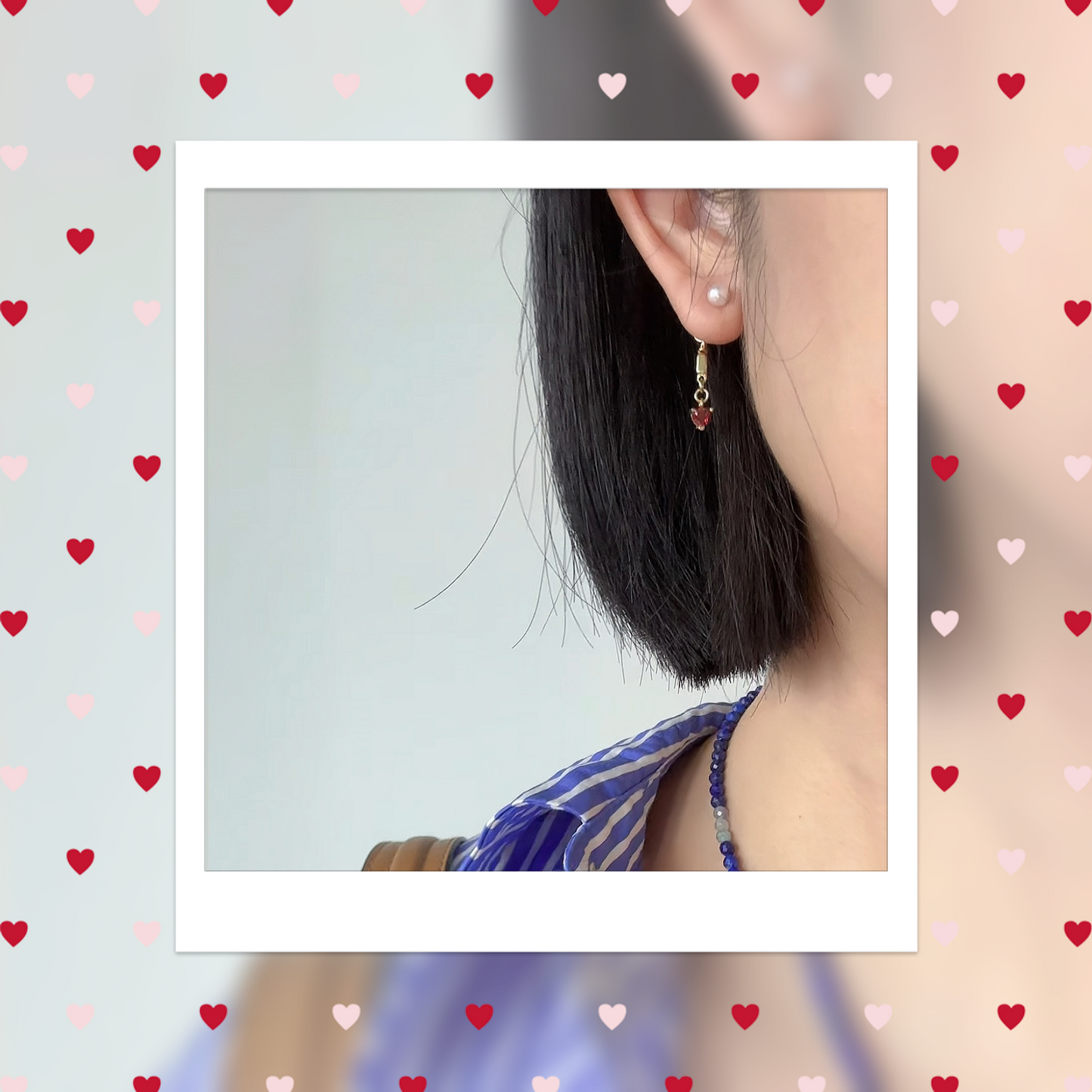 Two-way Japan Akoya Pearl And Garnet Stud