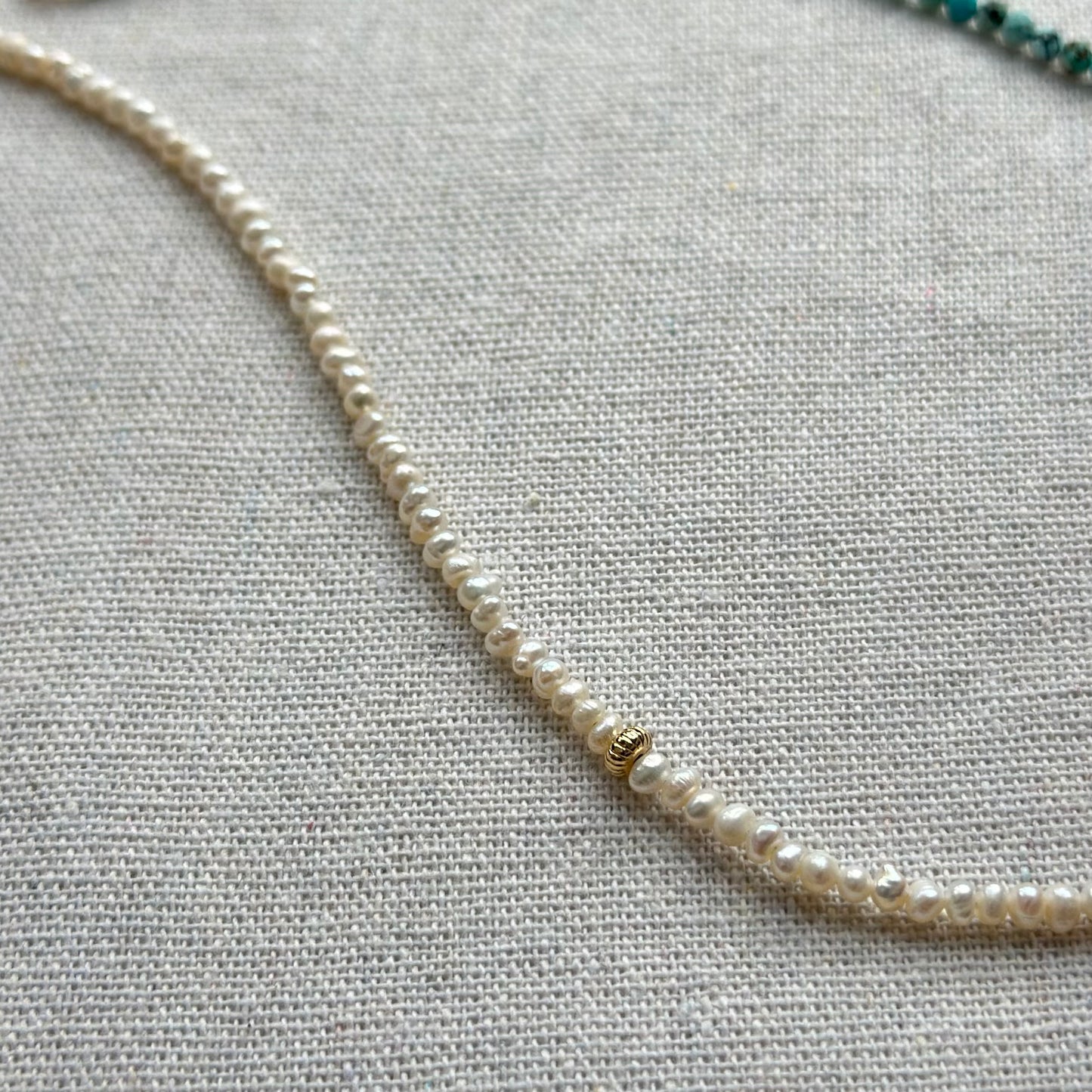 Turquoise Mix Freshwater Pearl Moonstone Beaded Necklace