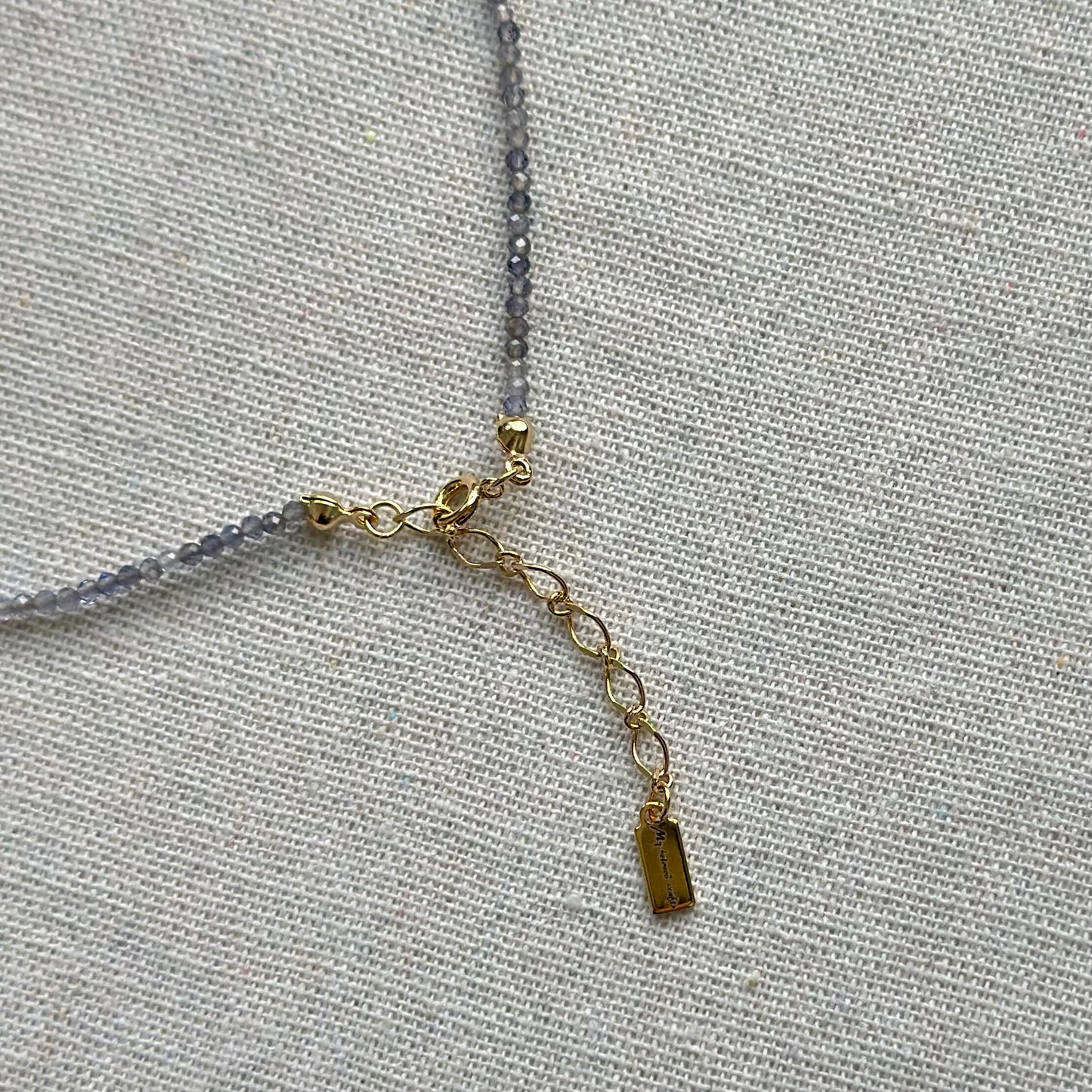 Iolite And Aquamarine Cube Beaded Necklace