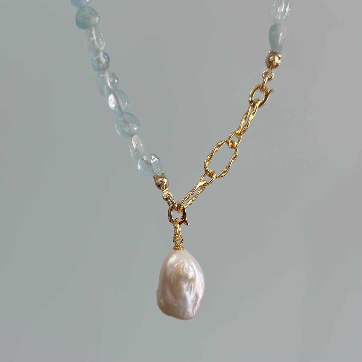 Multi-way Aquamarine And Baroque Pearl Beaded Necklace
