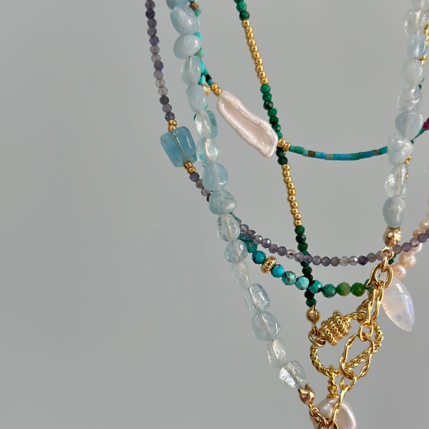 Two-way Malachite And Freshwater Pearl Beaded Necklace