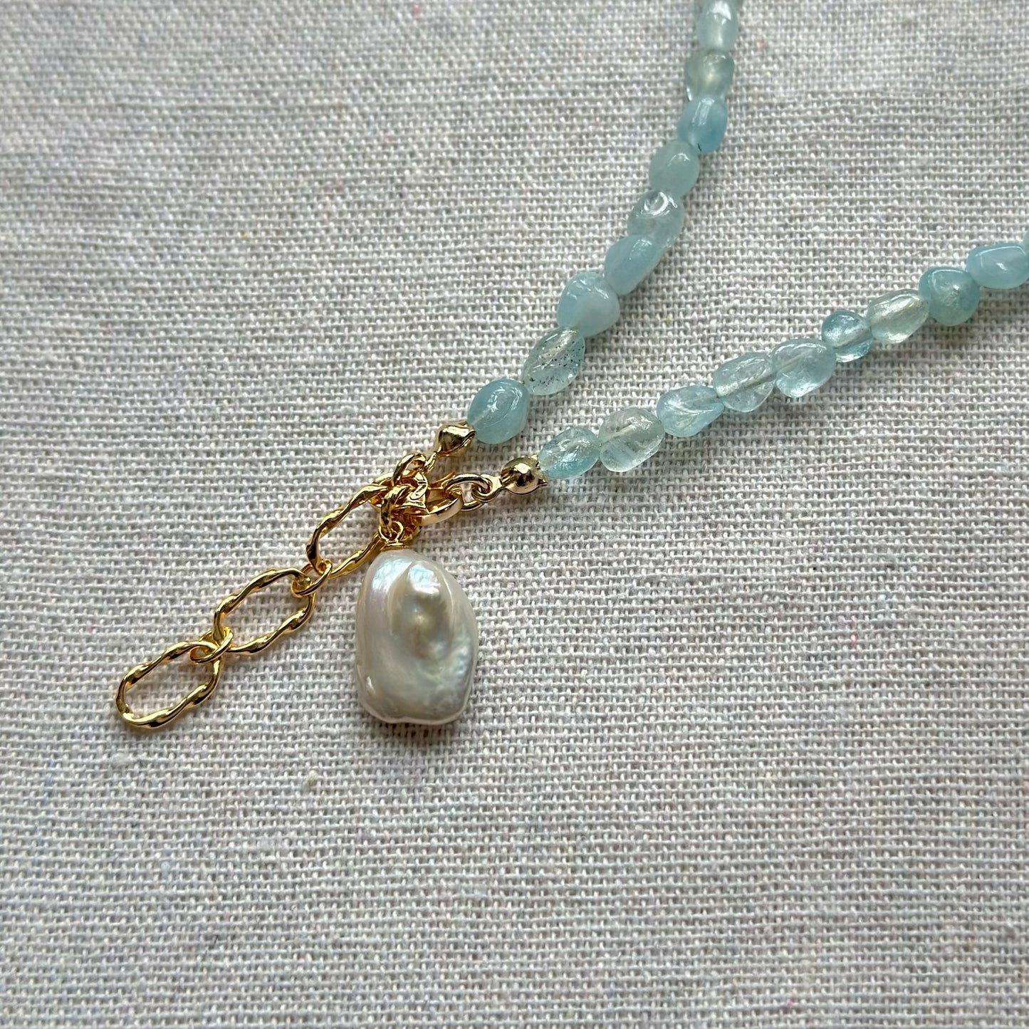 Multi-way Aquamarine And Baroque Pearl Beaded Necklace