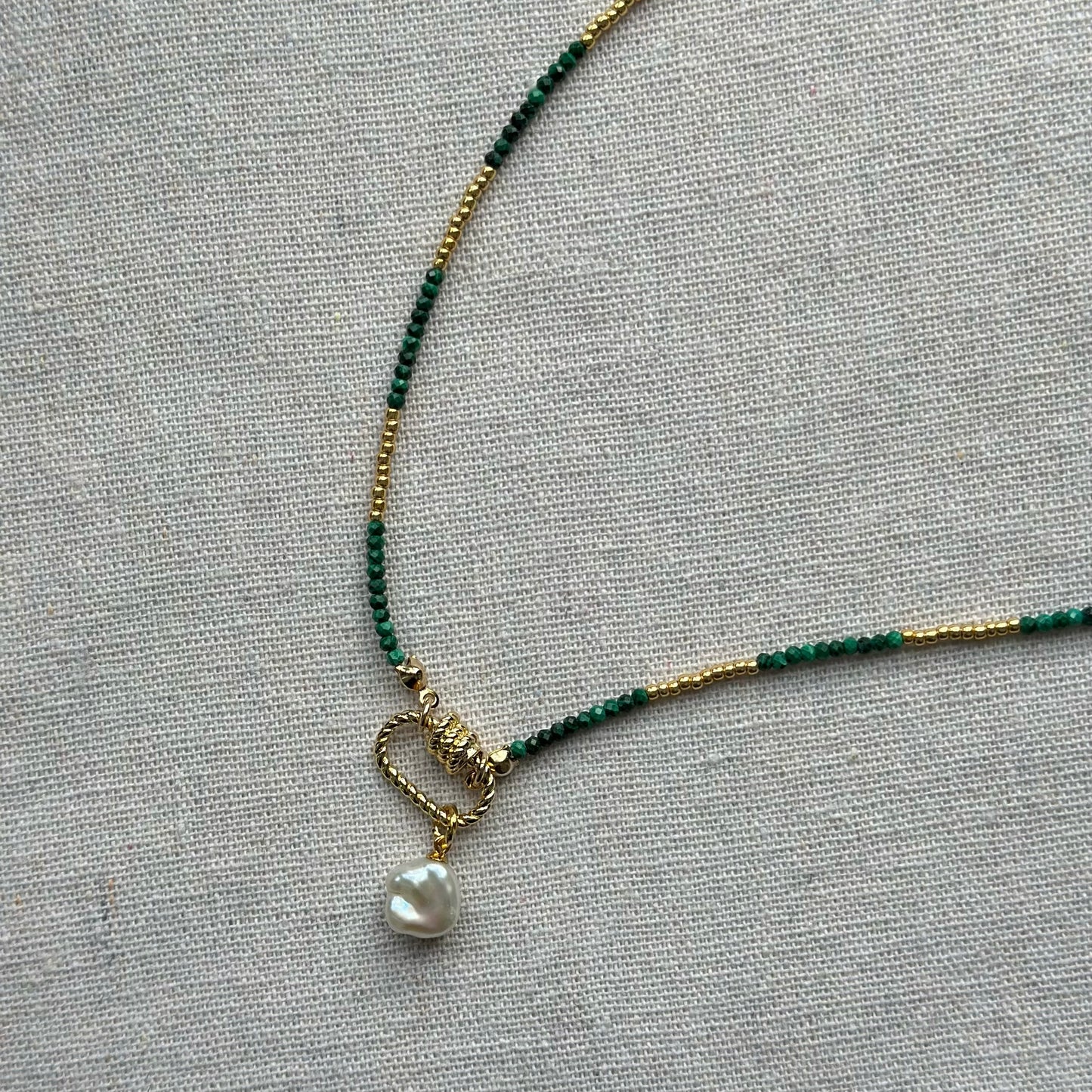Two-way Malachite And Freshwater Pearl Beaded Necklace