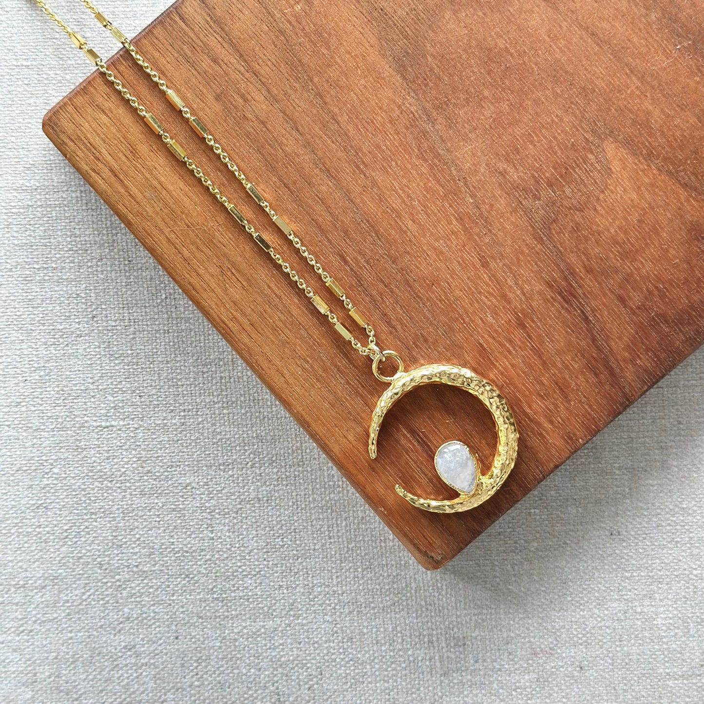Moonstone Crescent Gold-plated Necklace