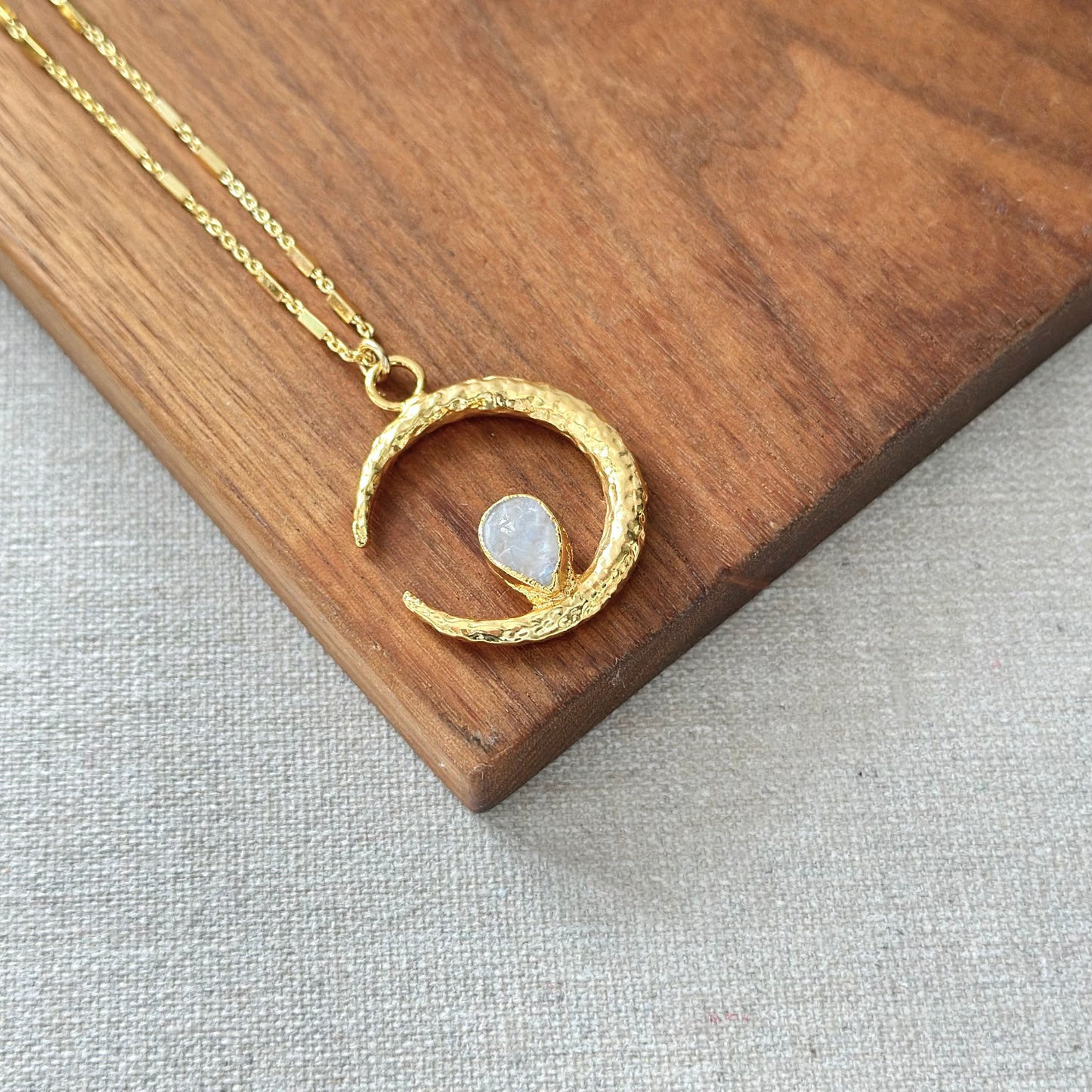 Moonstone Crescent Gold-plated Necklace