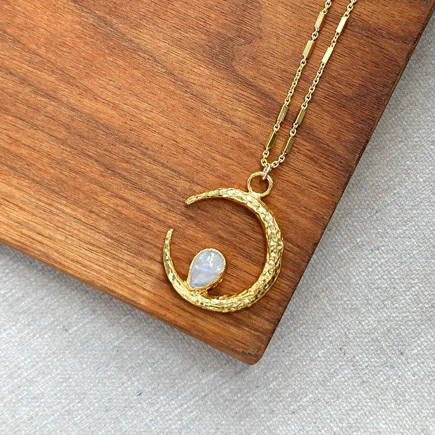 Moonstone Crescent Gold-plated Necklace