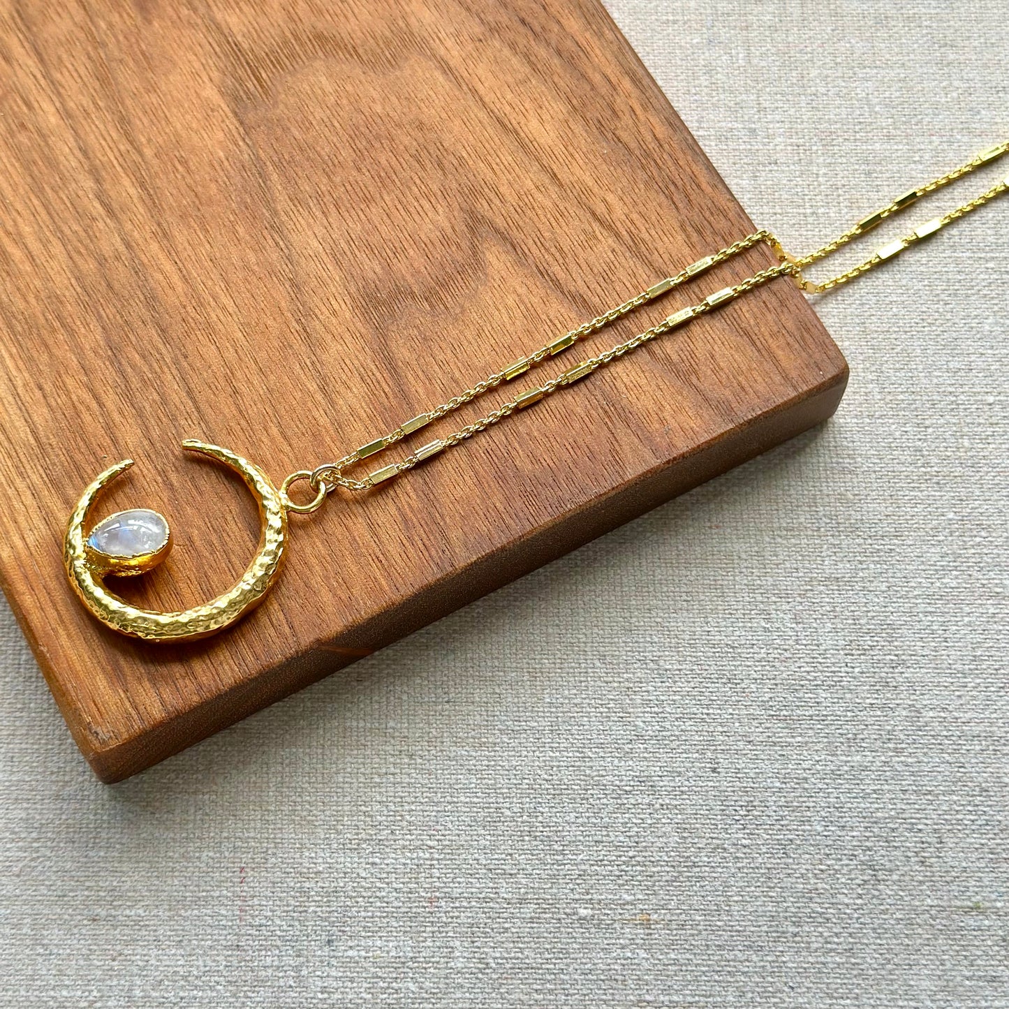 Moonstone Crescent Gold-plated Necklace