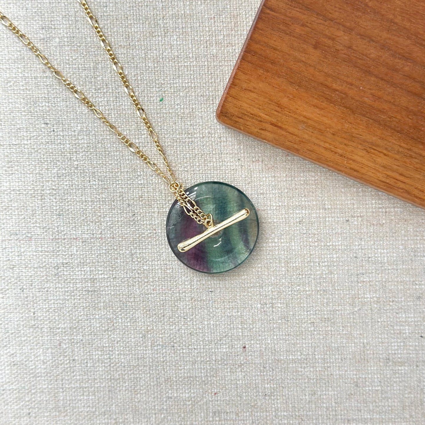 Fluorite Donut Gold-plated Necklace
