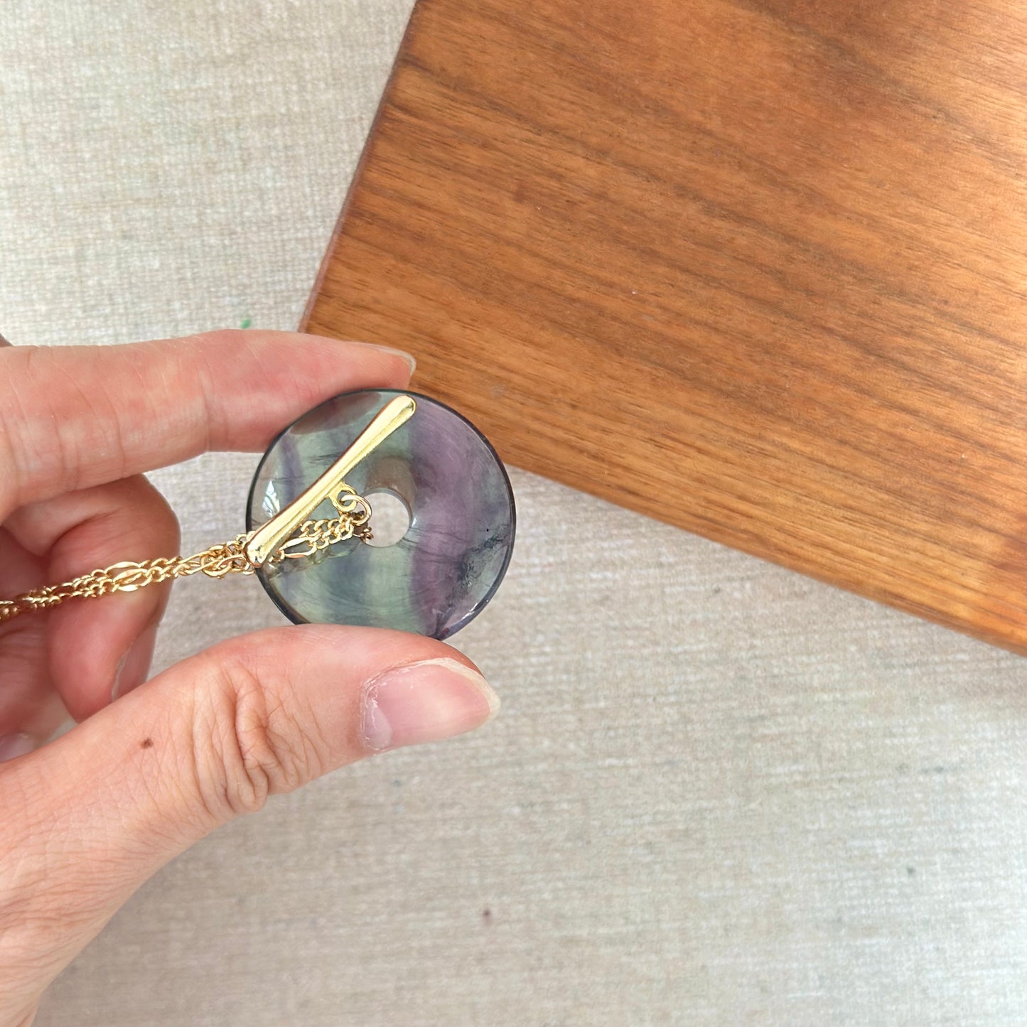 Fluorite Donut Gold-plated Necklace