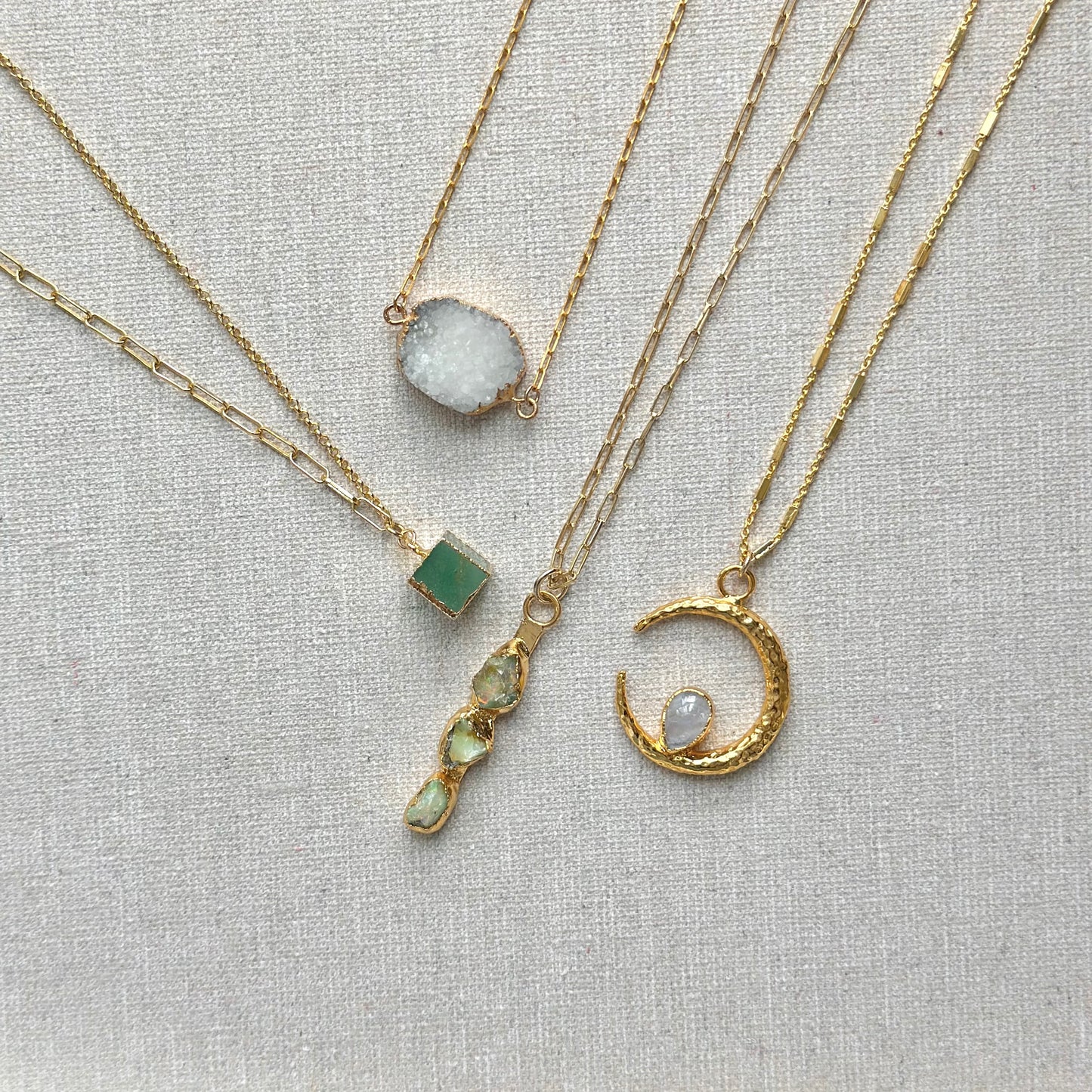 Moonstone Crescent Gold-plated Necklace