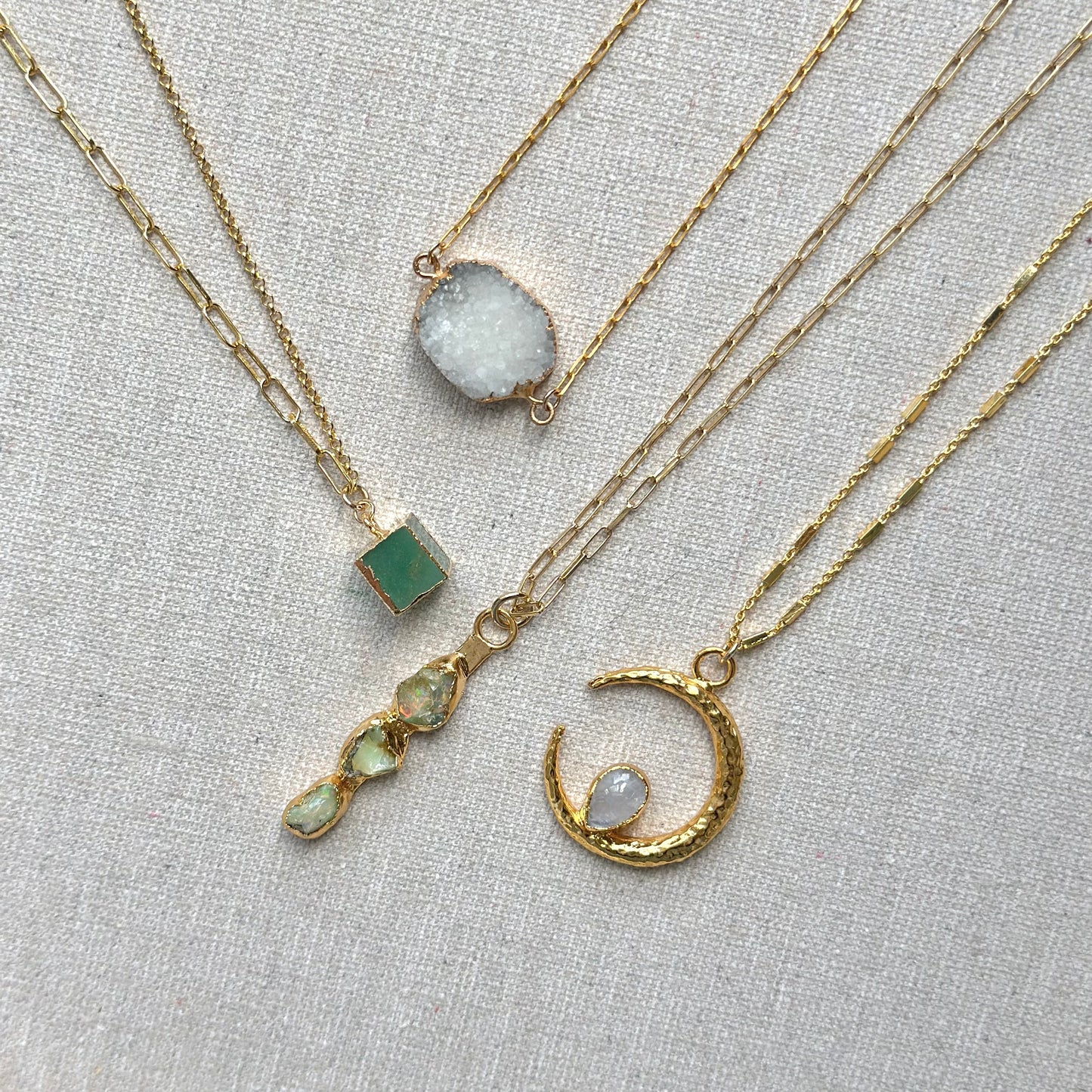 Moonstone Crescent Gold-plated Necklace