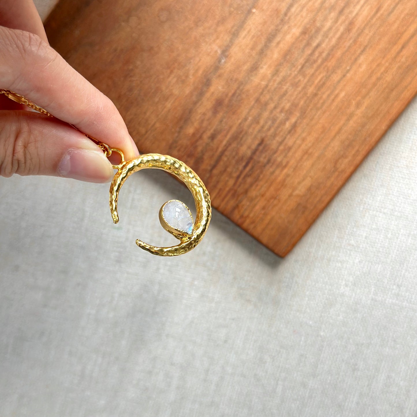 Moonstone Crescent Gold-plated Necklace