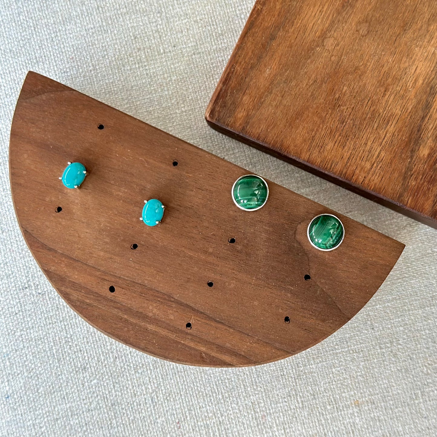 Turquoise Prong Set Sterling Silver Stud