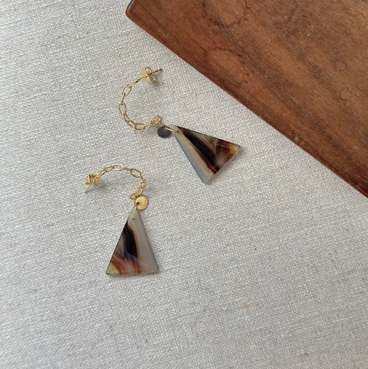Montana Agate Gold-plated Ear Hoop